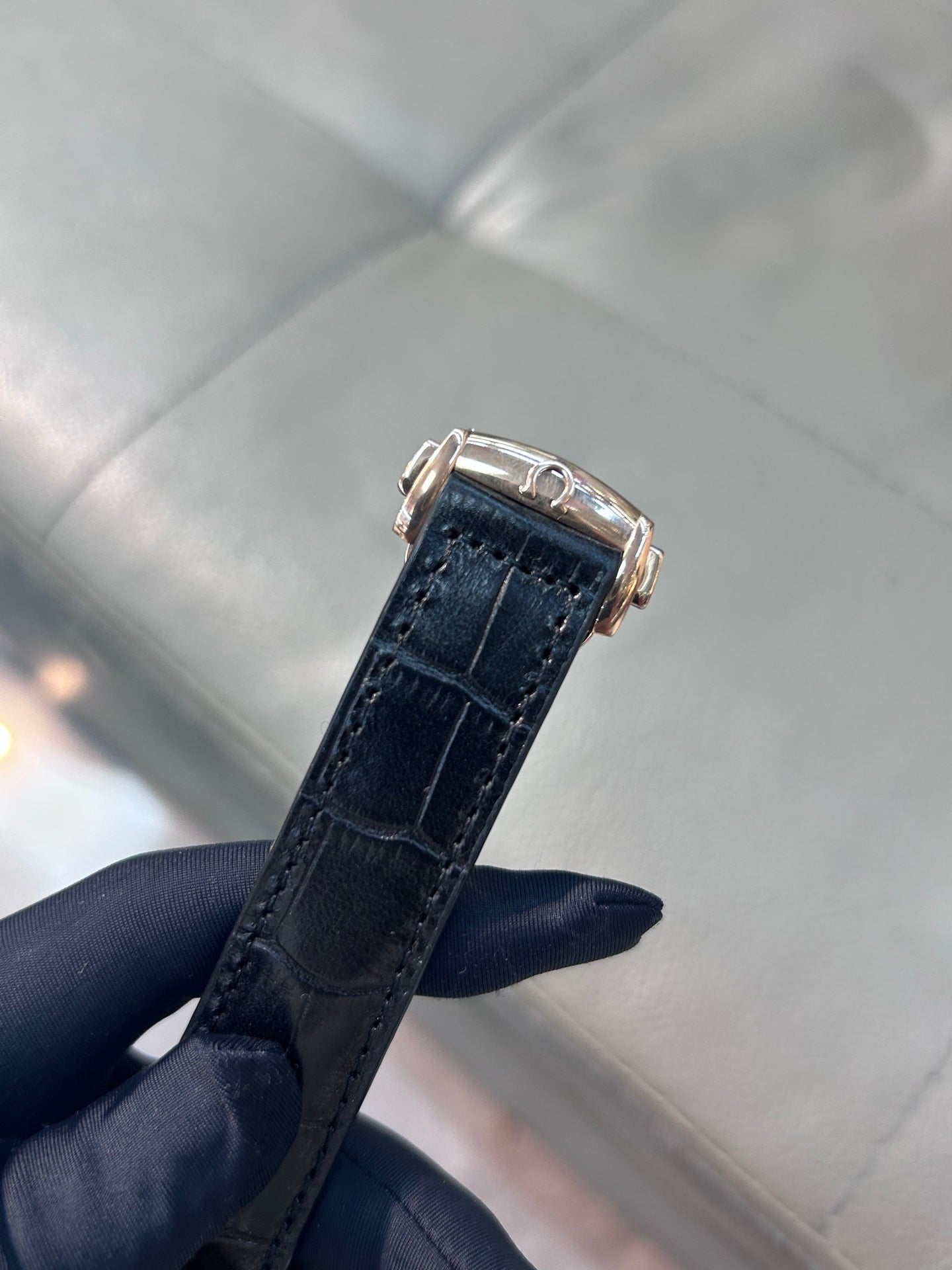 Omega Speedmaster Moonphase Watch 44.2 mm Rose Gold Case Black Leather Strap