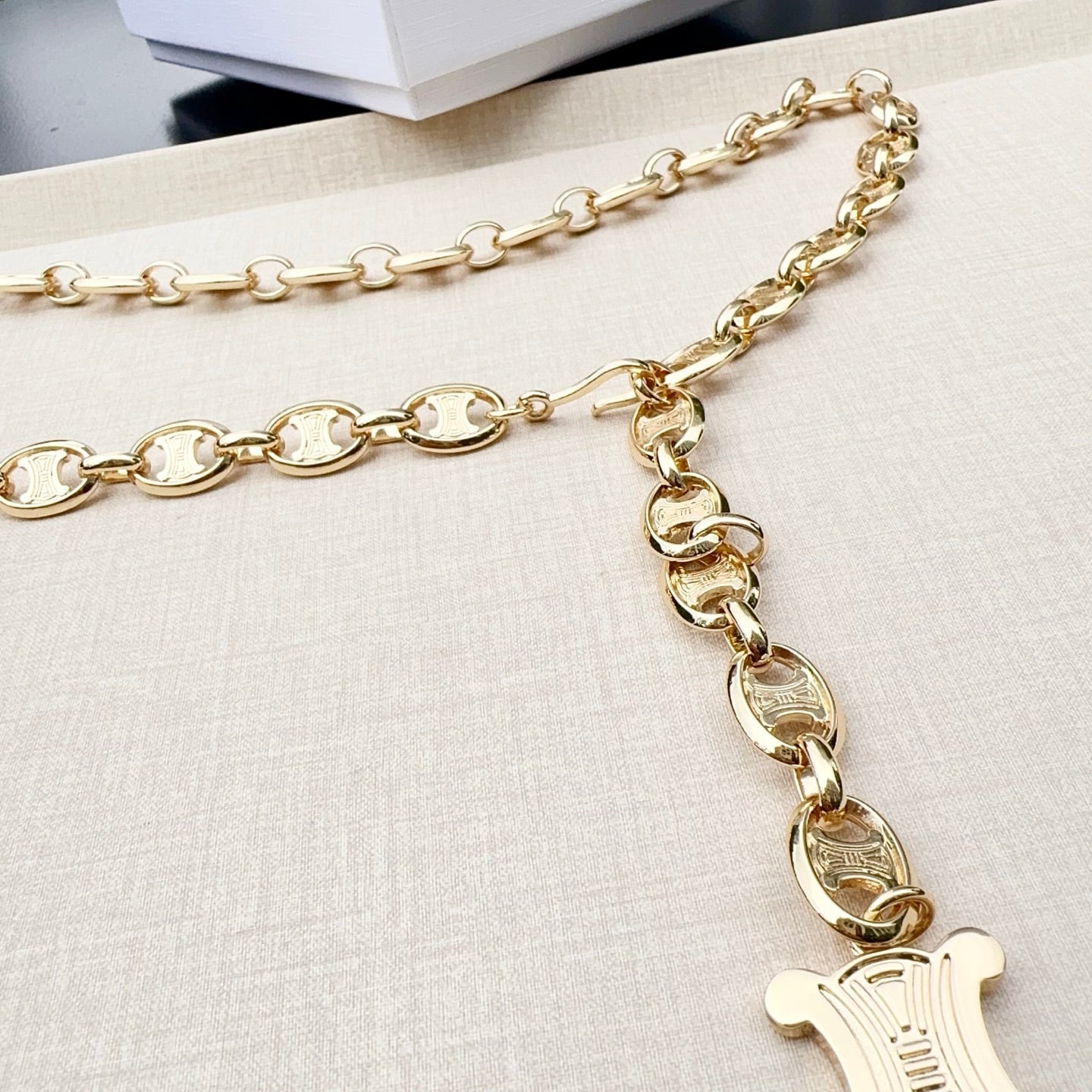 Celine 2026 Gold Metallic Belt
