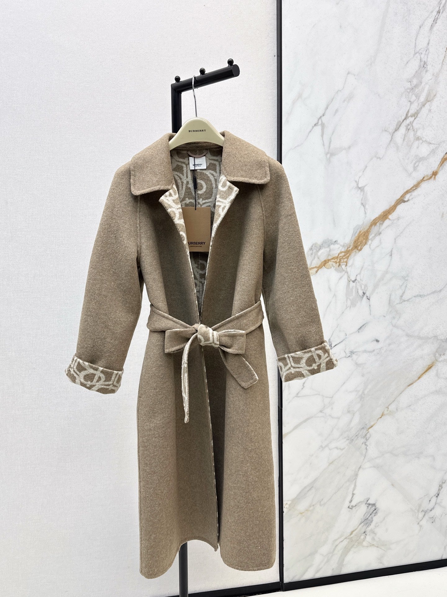Burberry 25 Long Coat Beige Wool