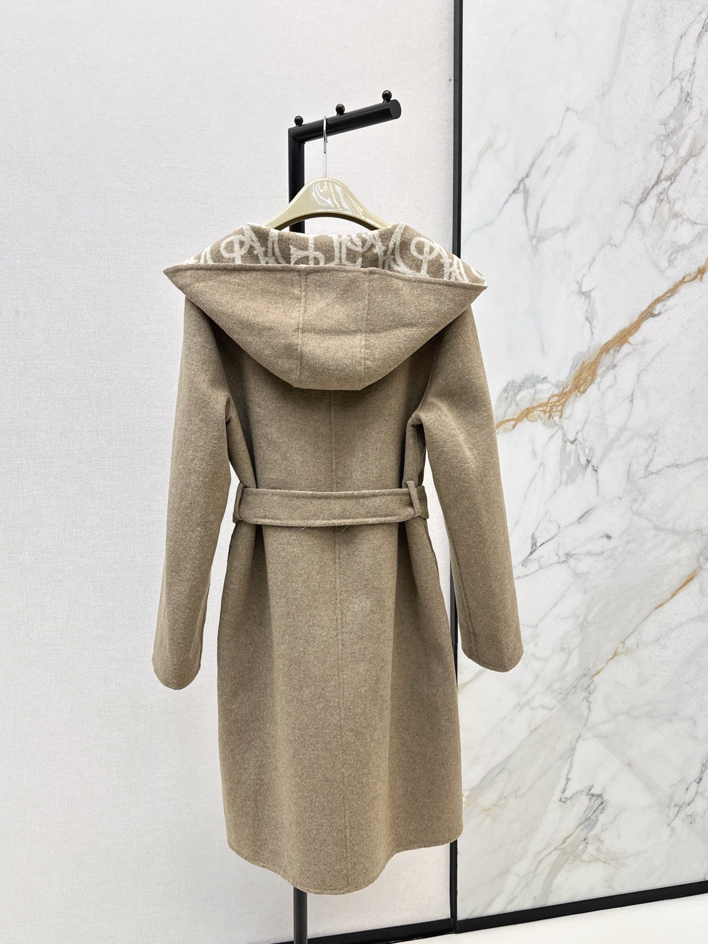 Burberry 25 Hooded Long Coat Beige Wool