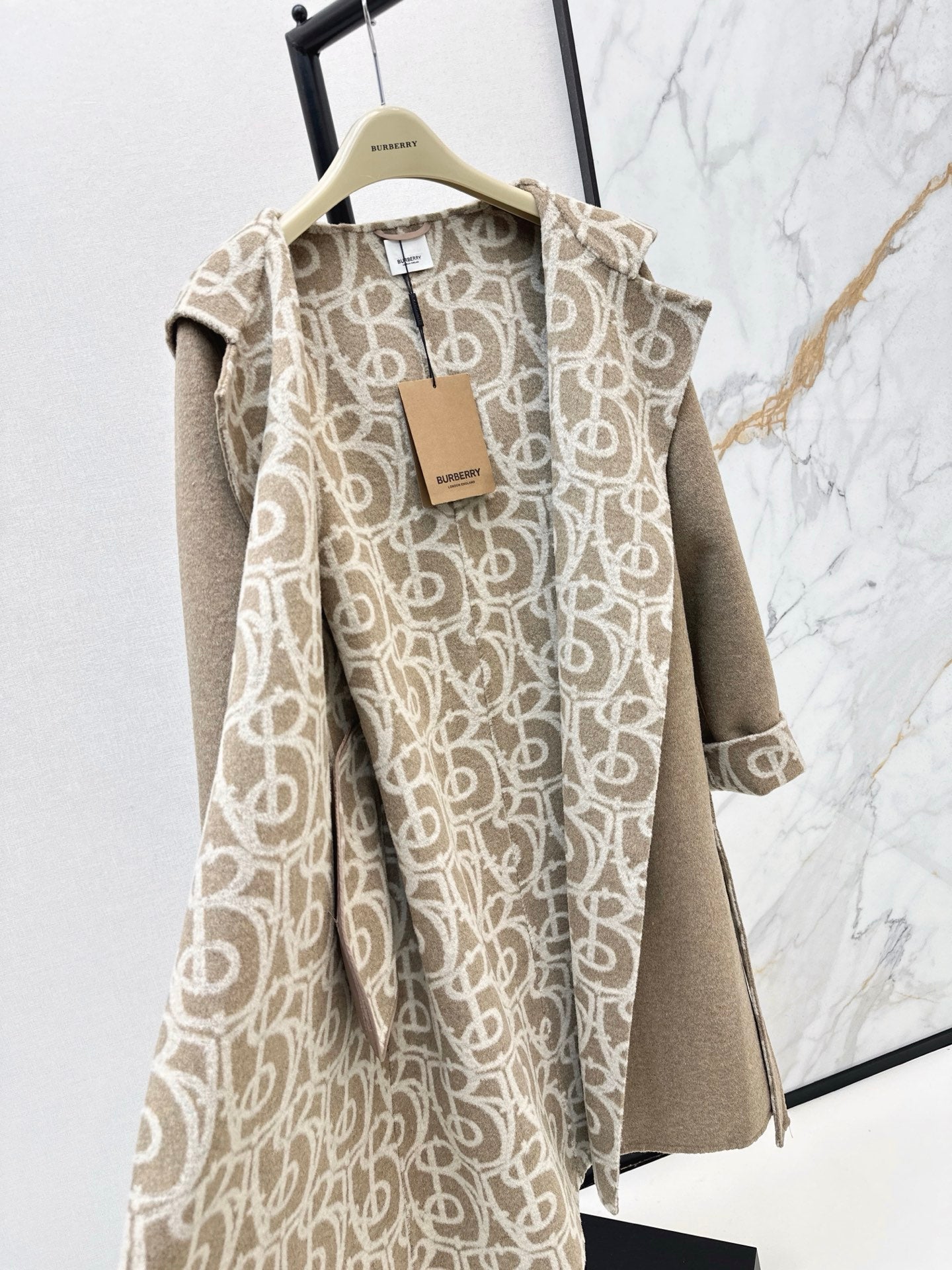 Burberry 25 Hooded Long Coat Beige Wool