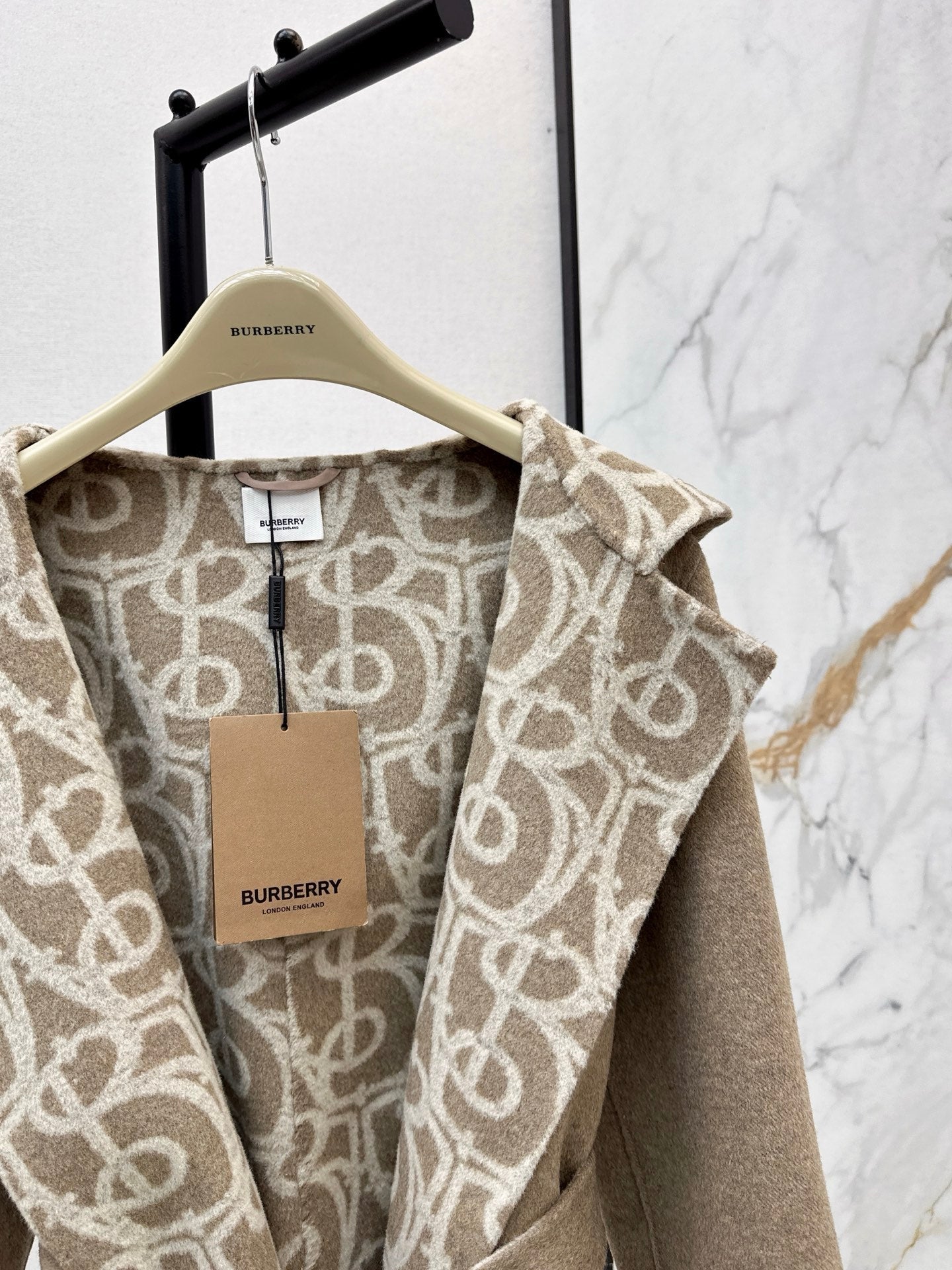 Burberry 25 Hooded Long Coat Beige Wool