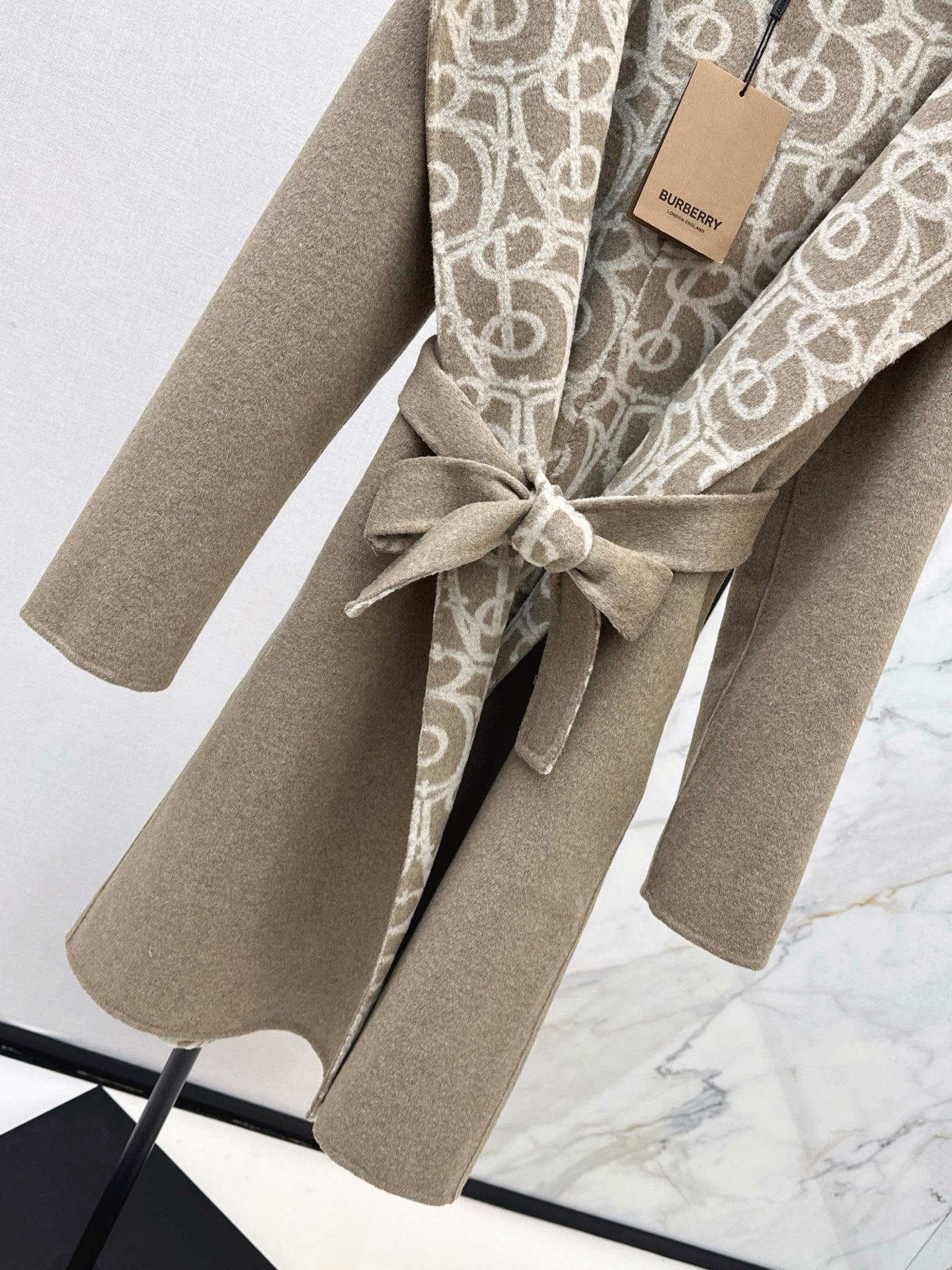 Burberry 25 Hooded Long Coat Beige Wool