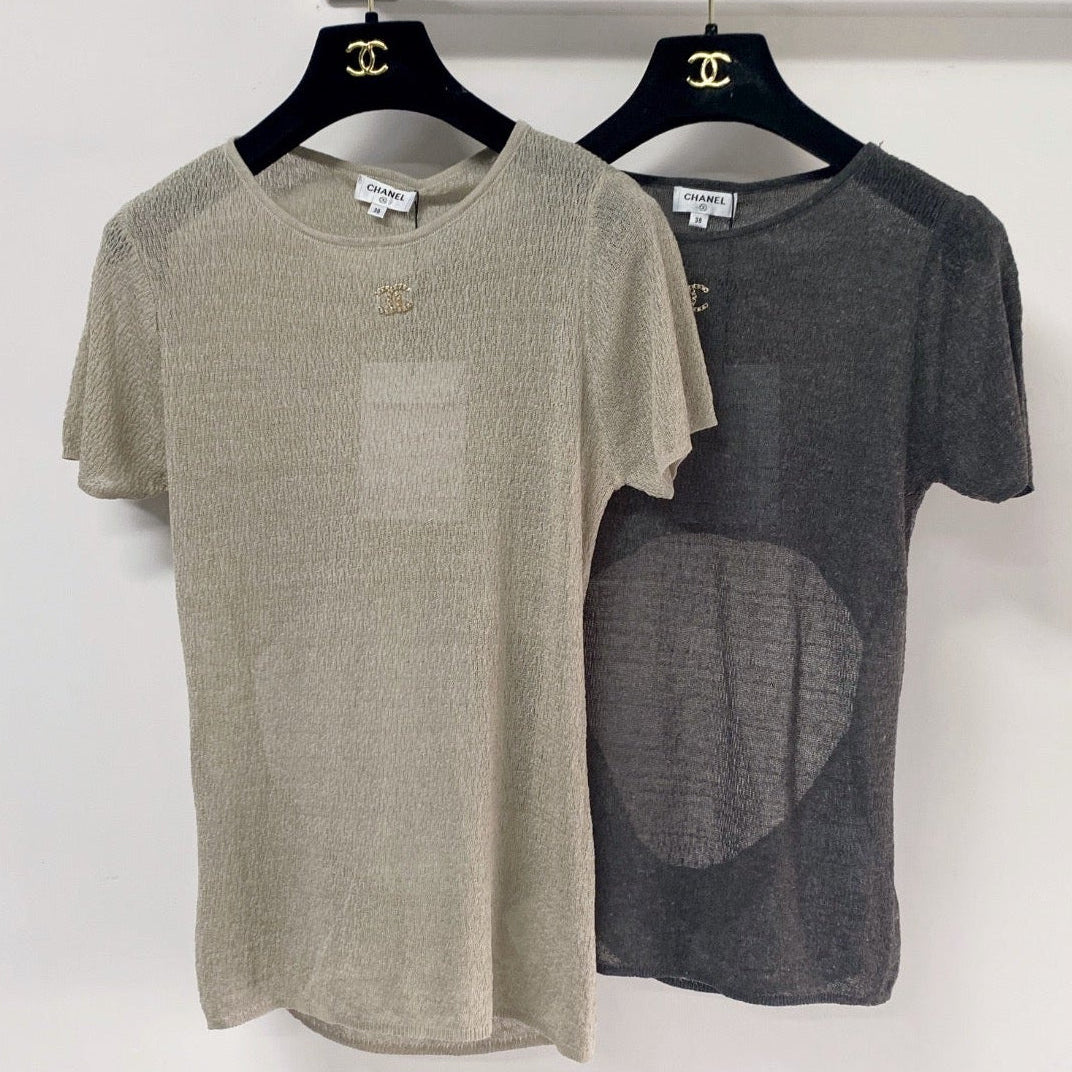 Chanel 2026 Open Knit T-Shirt Laine Wool Metallic Detailing 471873