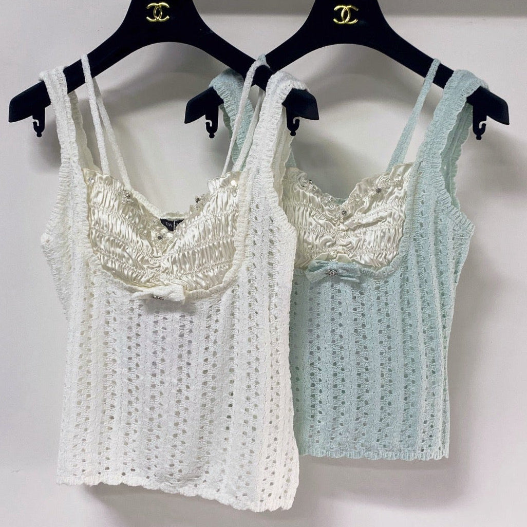 Chanel 2026 Knit Bustier Top Wool Laine With Satin Detailing 471895