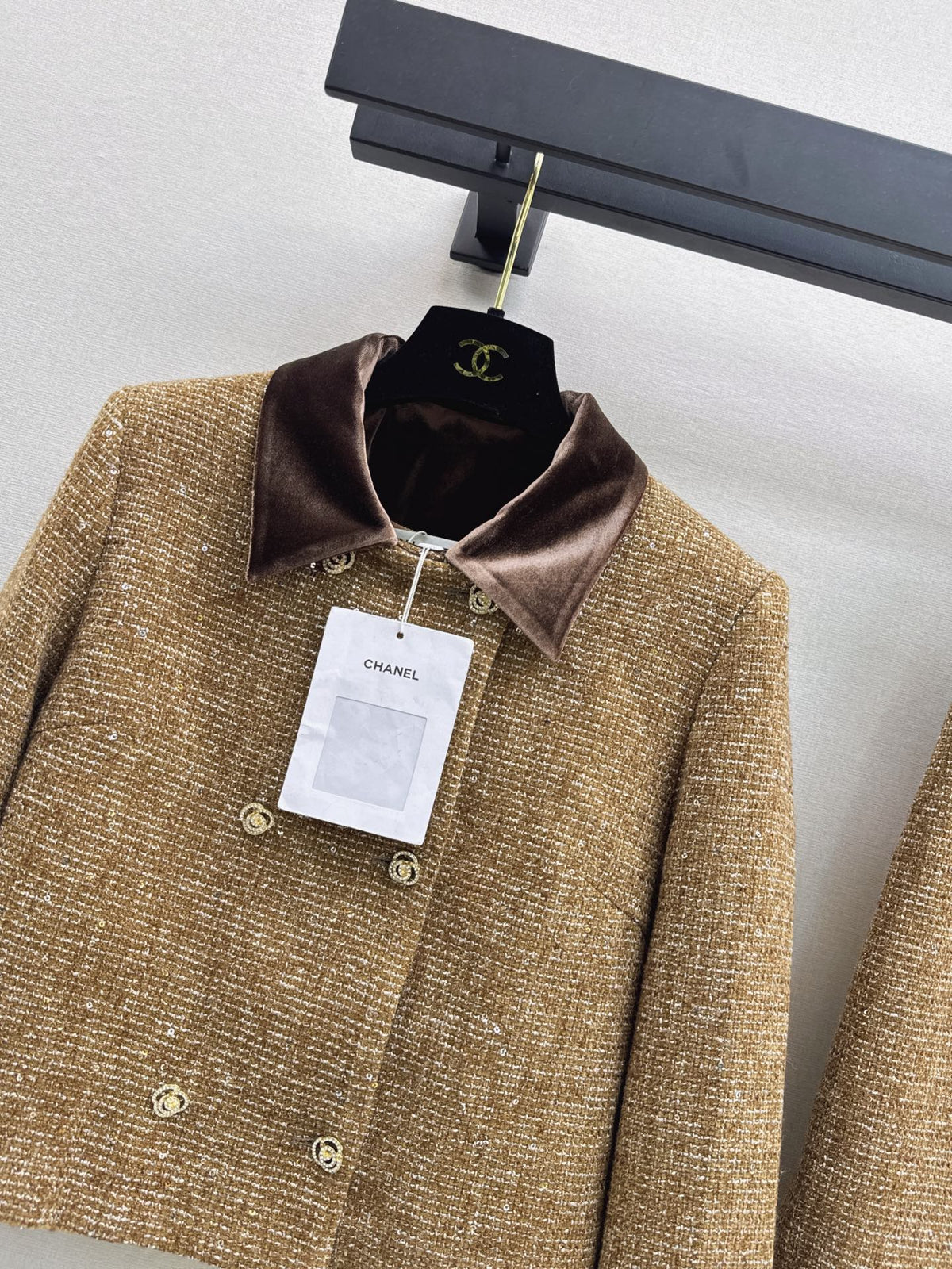 Chanel 2026 Cropped Jacket And Pencil Skirt Set Brown Tweed