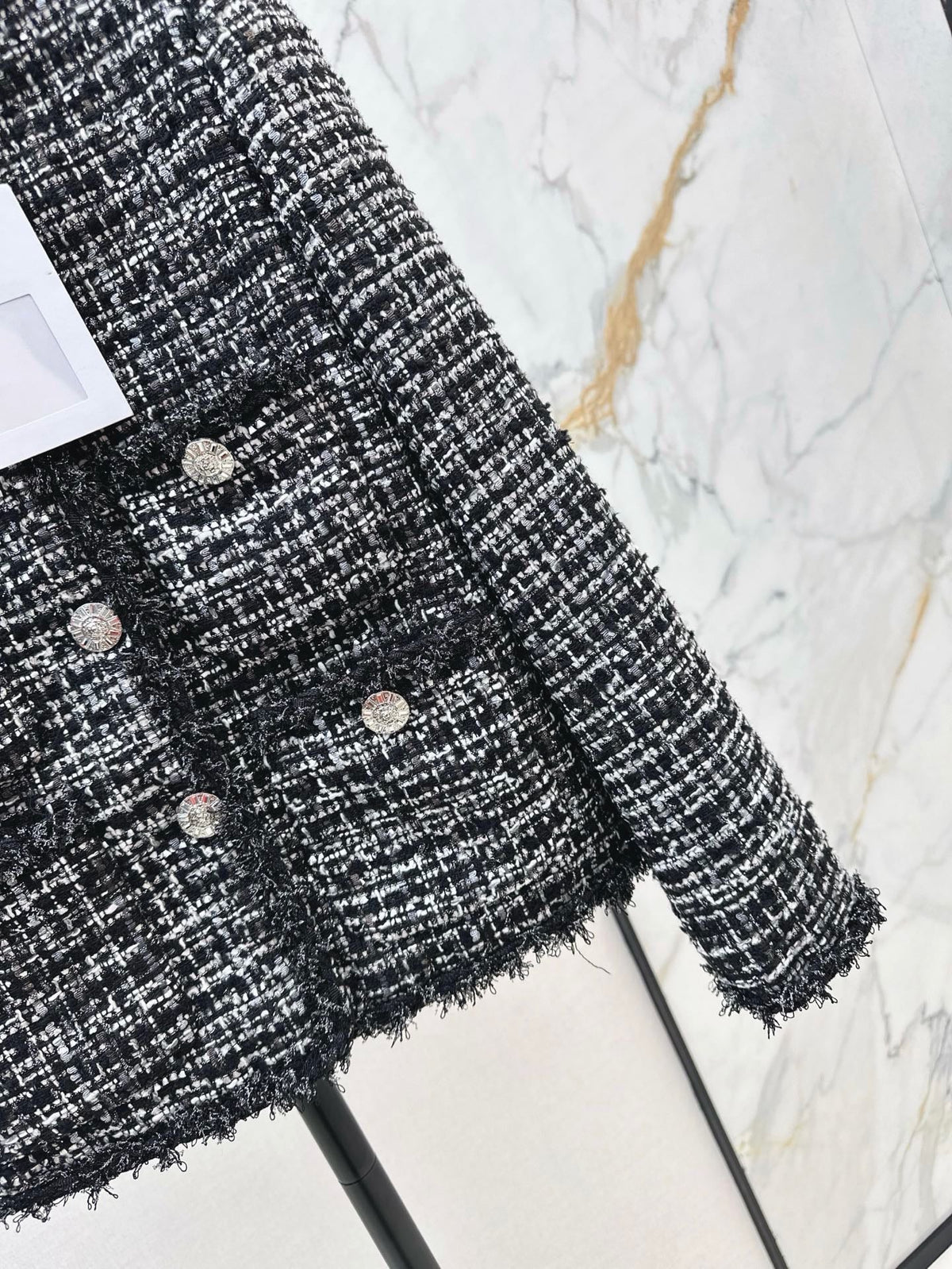 Chanel 2026 Round Neckline Jacket Black Tweed
