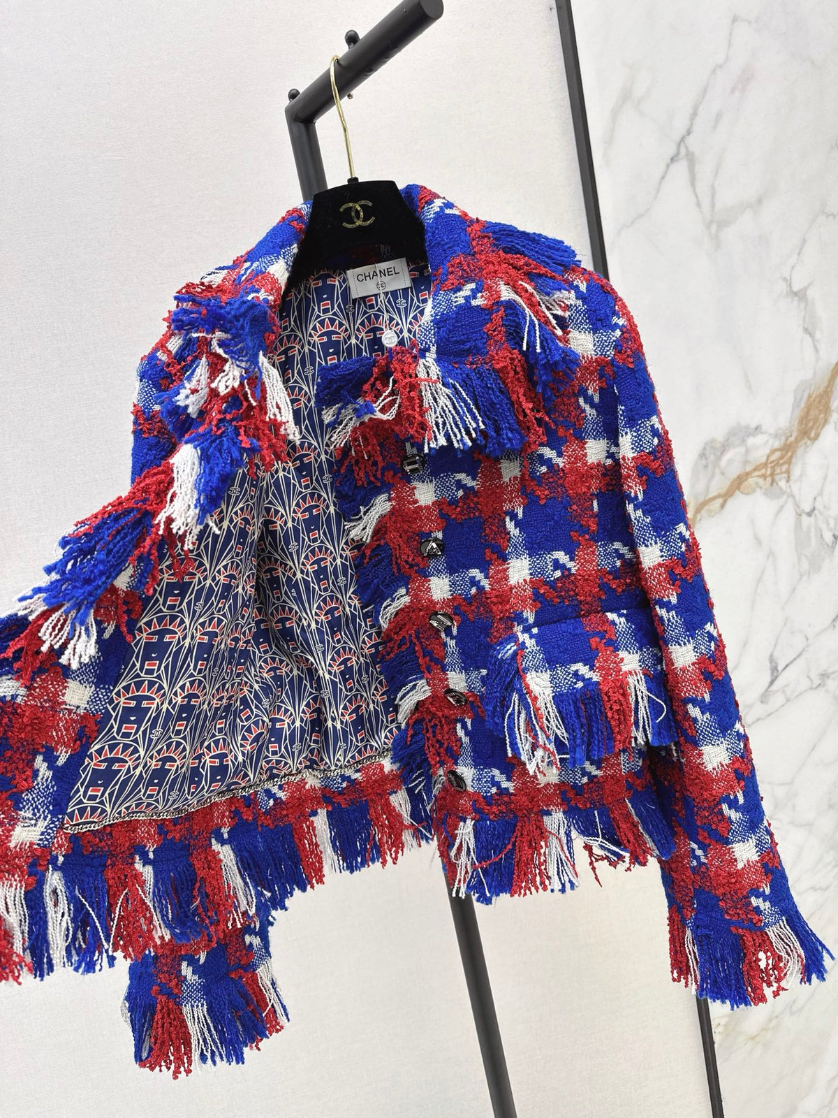 Chanel 2026 Jacket Red Blue Tweed