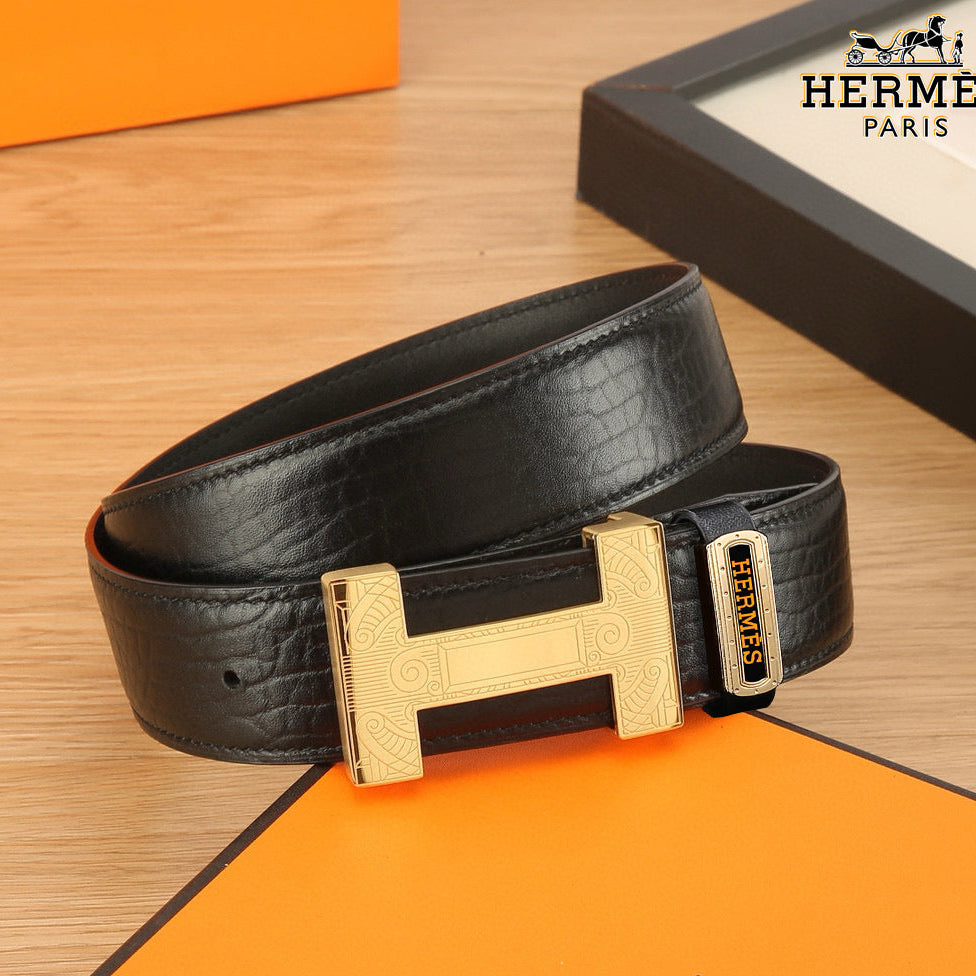 HM Constance Belt 38mm Black Togo Leather 619664