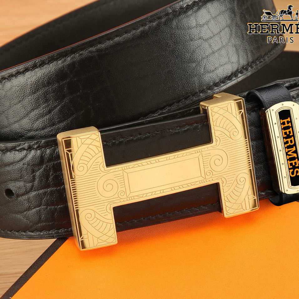 HM Constance Belt 38mm Black Togo Leather 619664