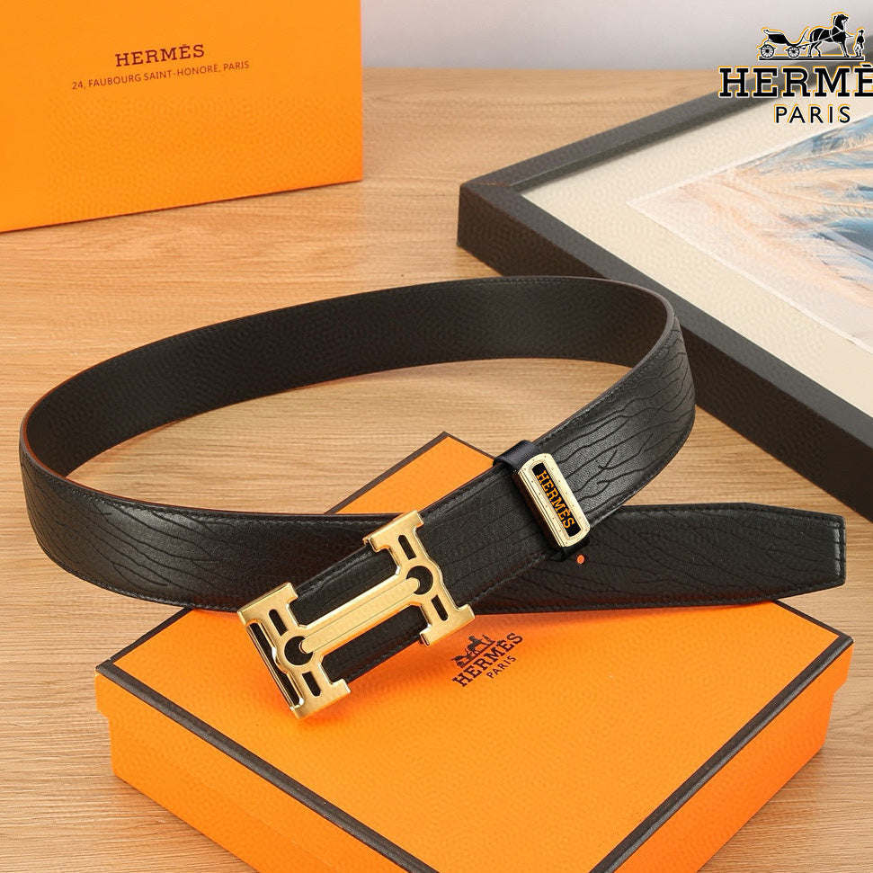 HM Constance Belt 38mm Black Togo Leather 619663