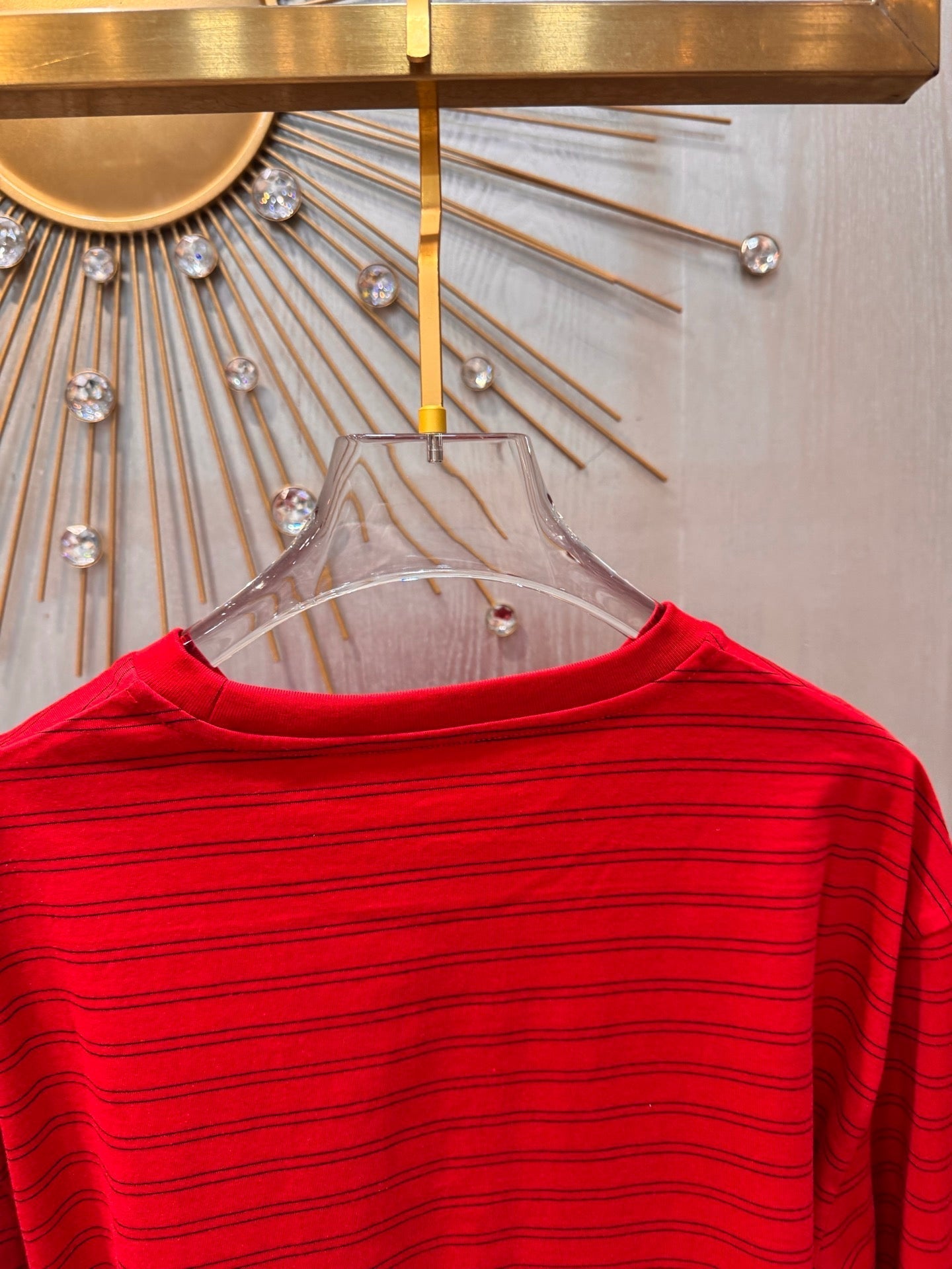 Miumiu 2026 Striped Long-Sleeve T-Shirt Red Cotton