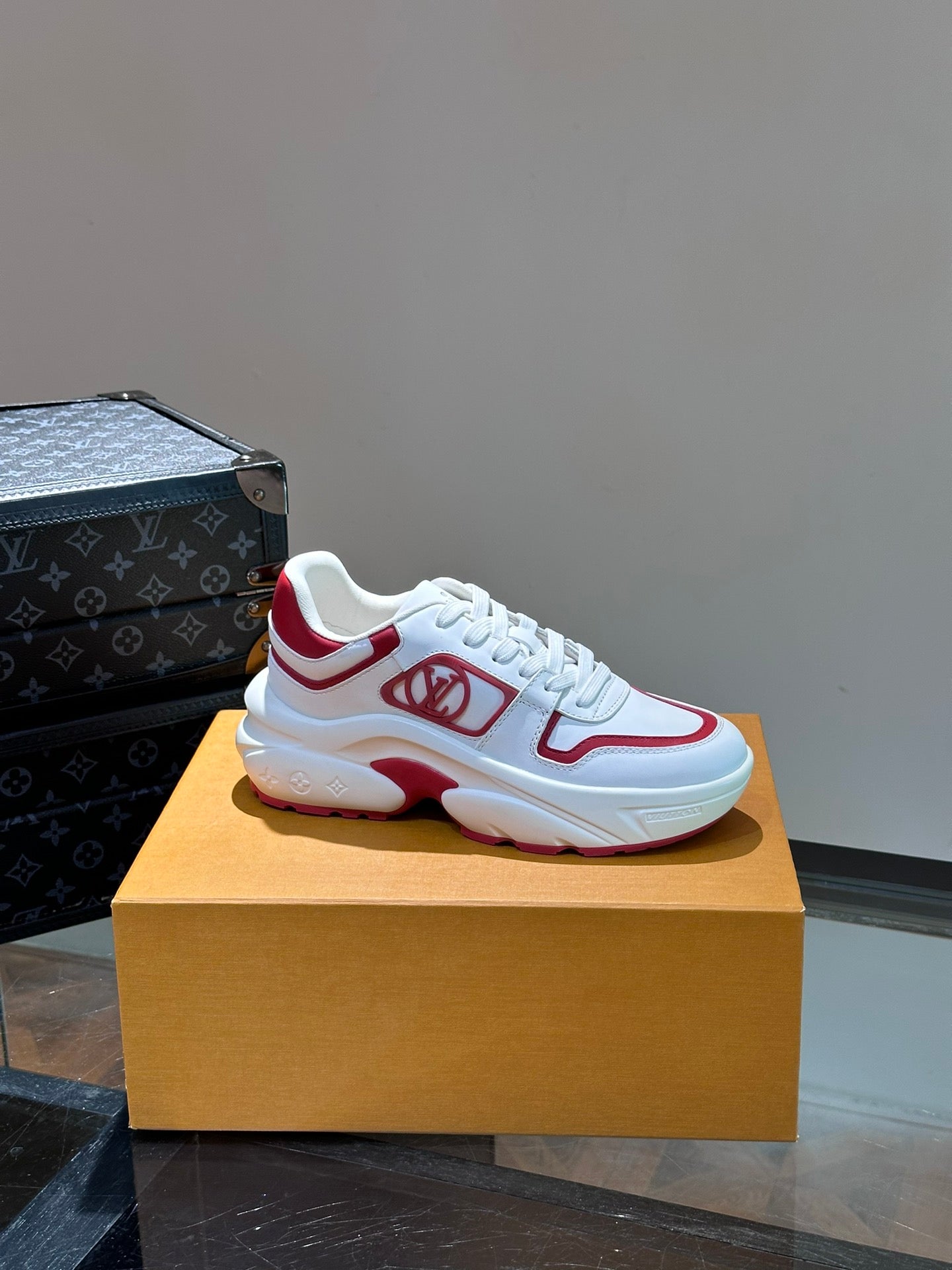 NEO RUN AWAY SNEAKER WHITE MIX RED CALFSKIN