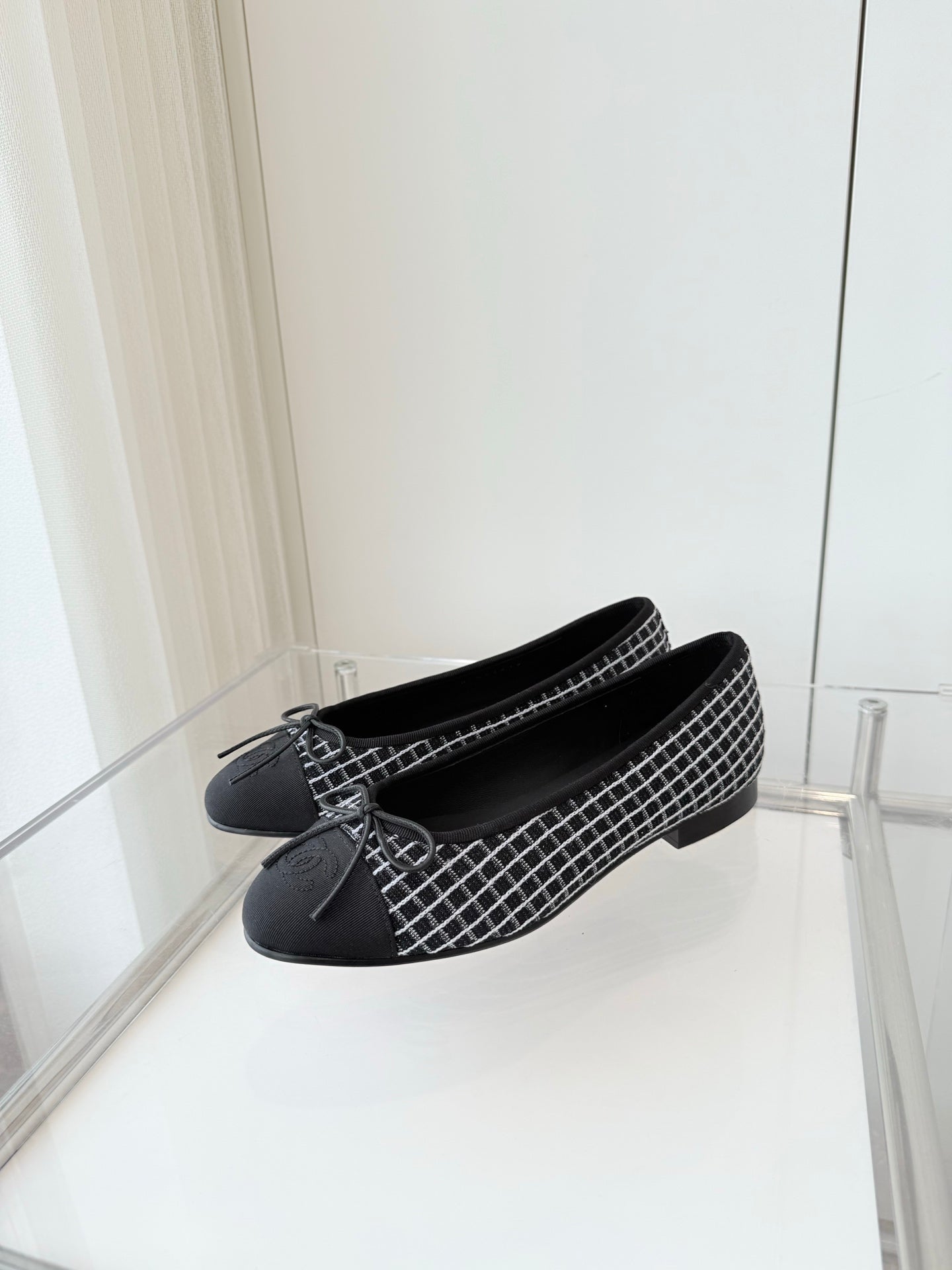 CC Ballet Flat Black mix White Fabric 238772