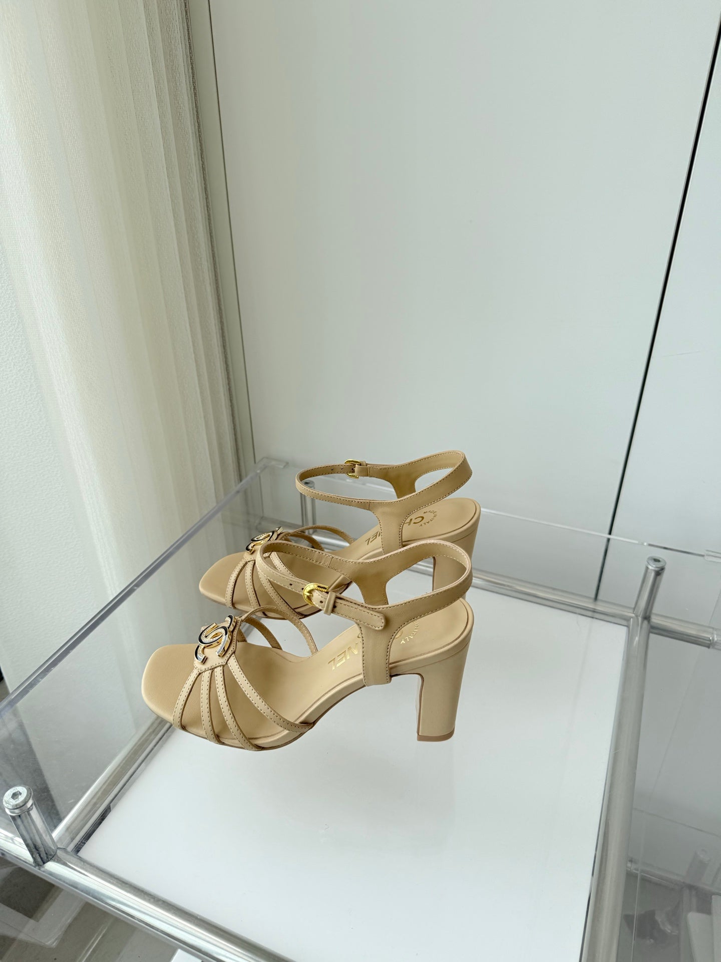 Chanel 2026 Slingback Square Heels 8.5cm Leather Sheepskin 823415