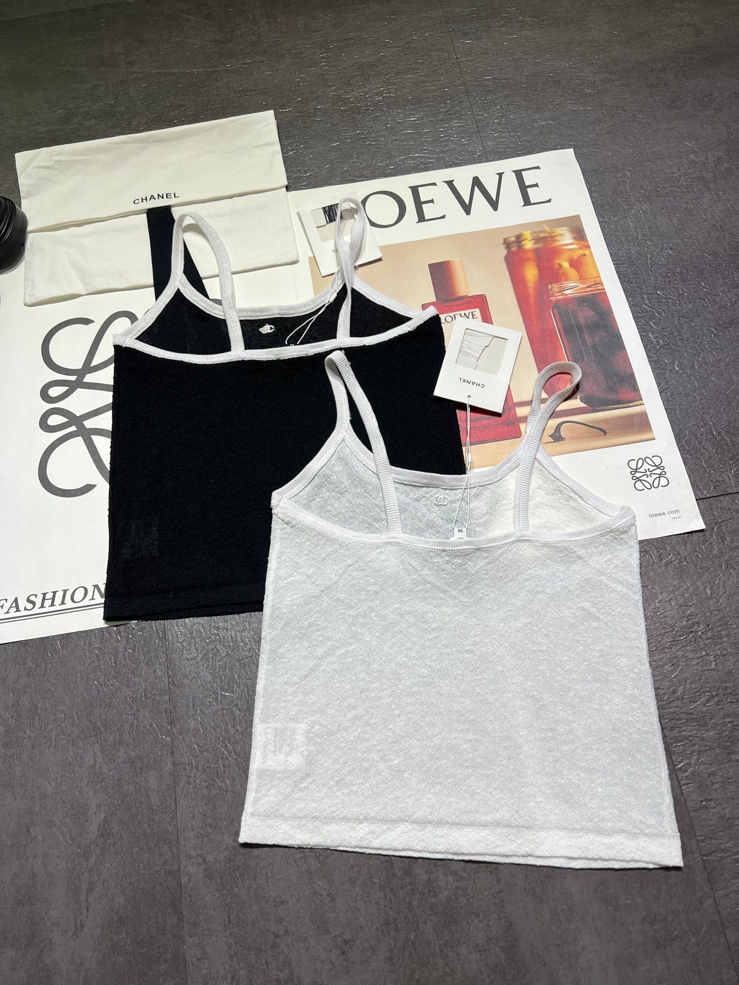 Chanel 2026 Camisole Black and White Cotton Linen