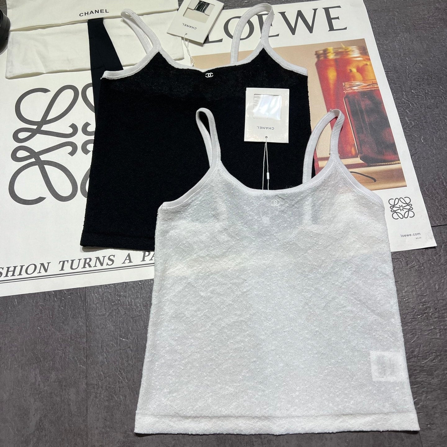 Chanel 2026 Camisole Black and White Cotton Linen