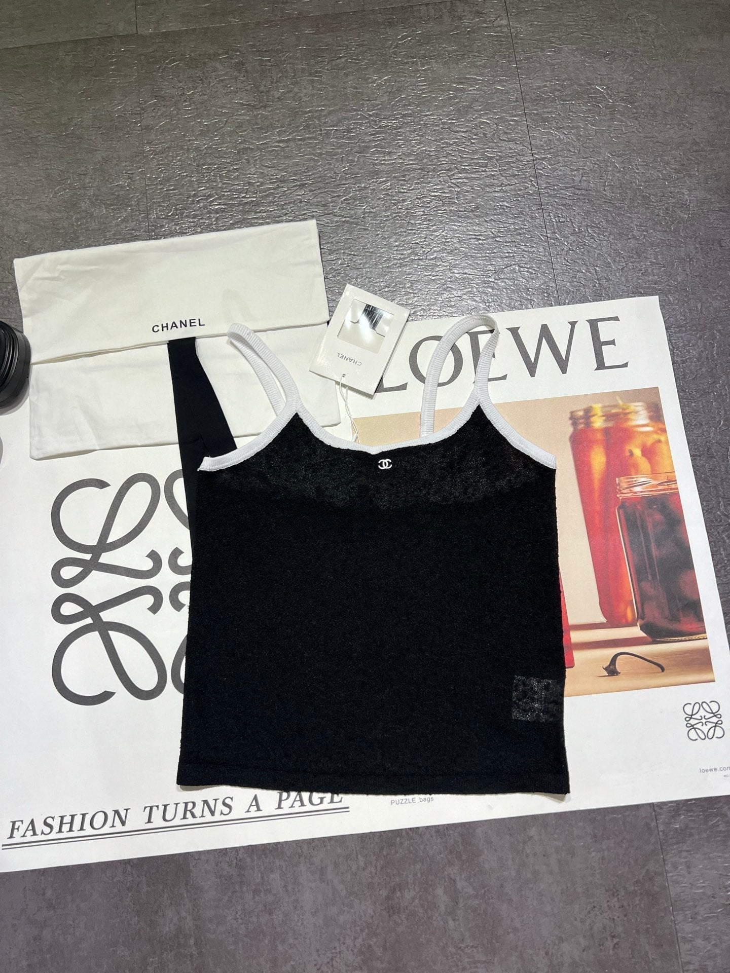 Chanel 2026 Camisole Black and White Cotton Linen