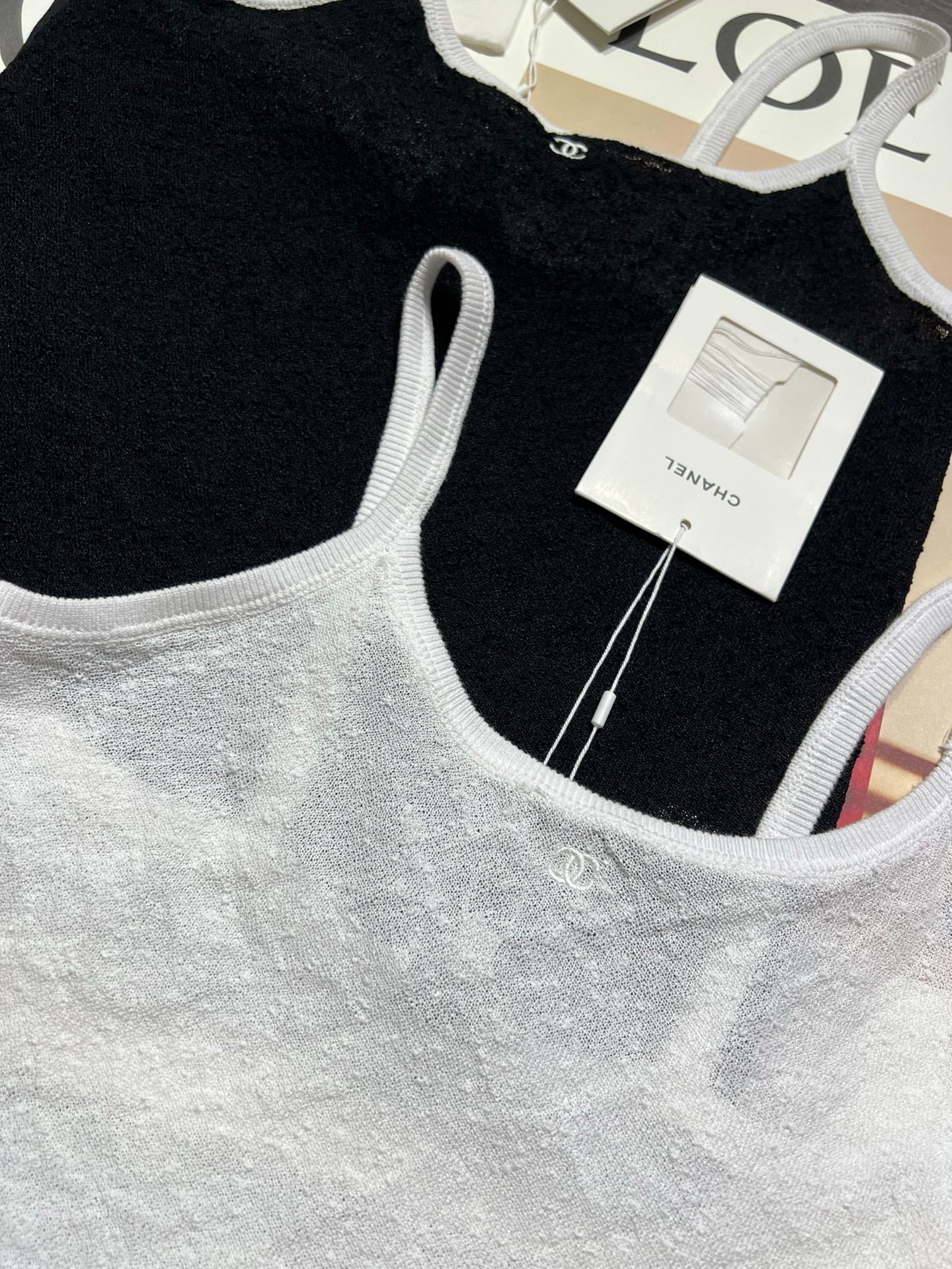 Chanel 2026 Camisole Black and White Cotton Linen