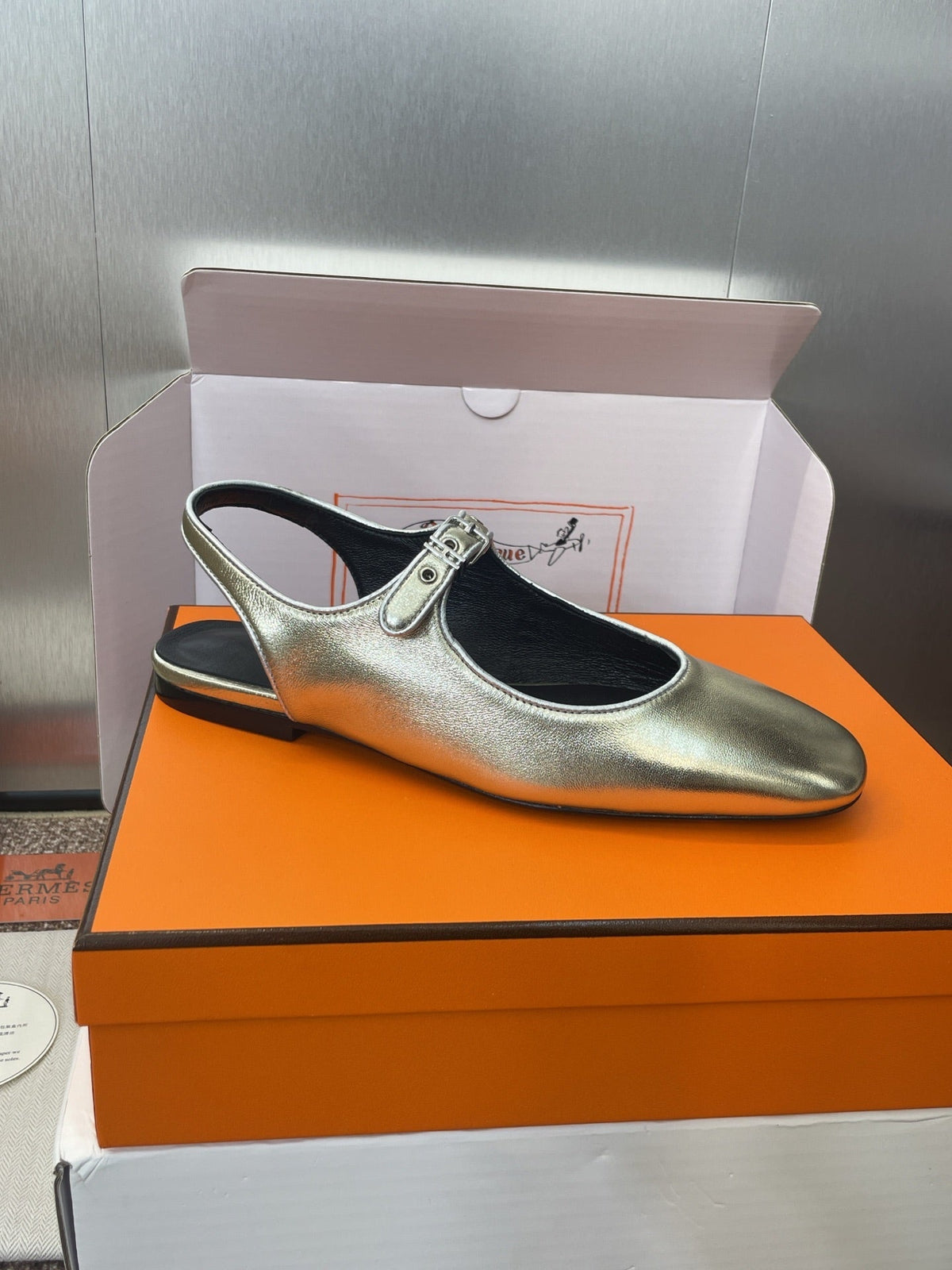 HM 25 Kleo Slingback Gold Calfskin 372948