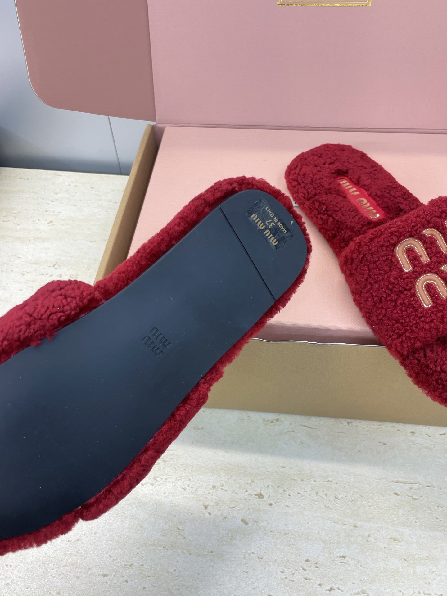Miumiu 25 Slipper Red Wool 551695