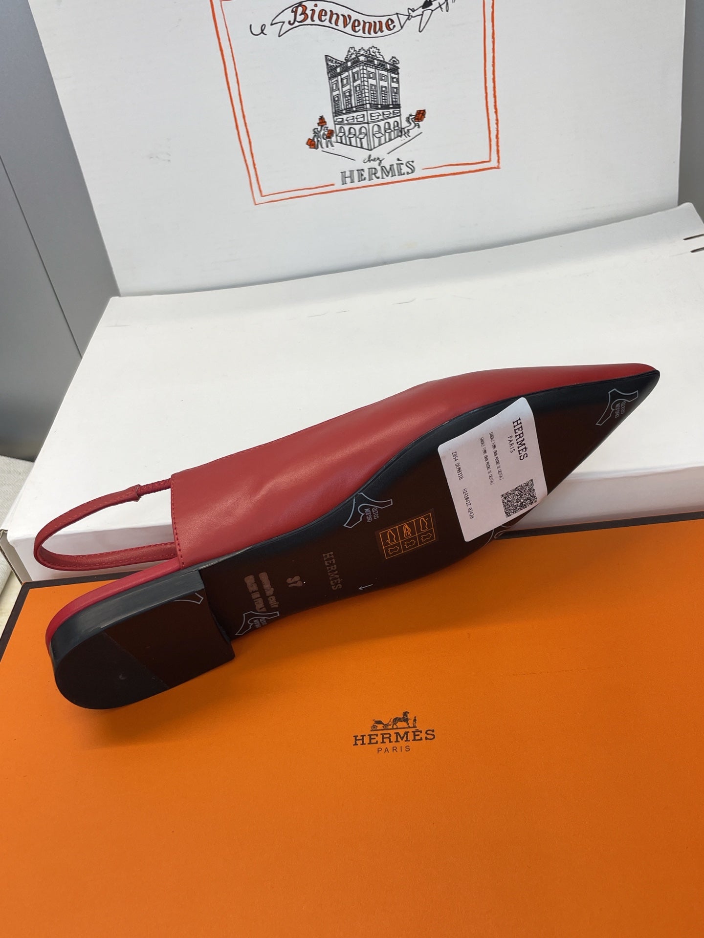 HM 26ss Slingback Flat Red Calfskin 607274