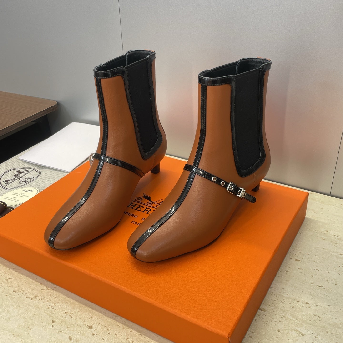 HM 26ss Lolita Chelsea Boots 40 Brown Black Calfskin 607086