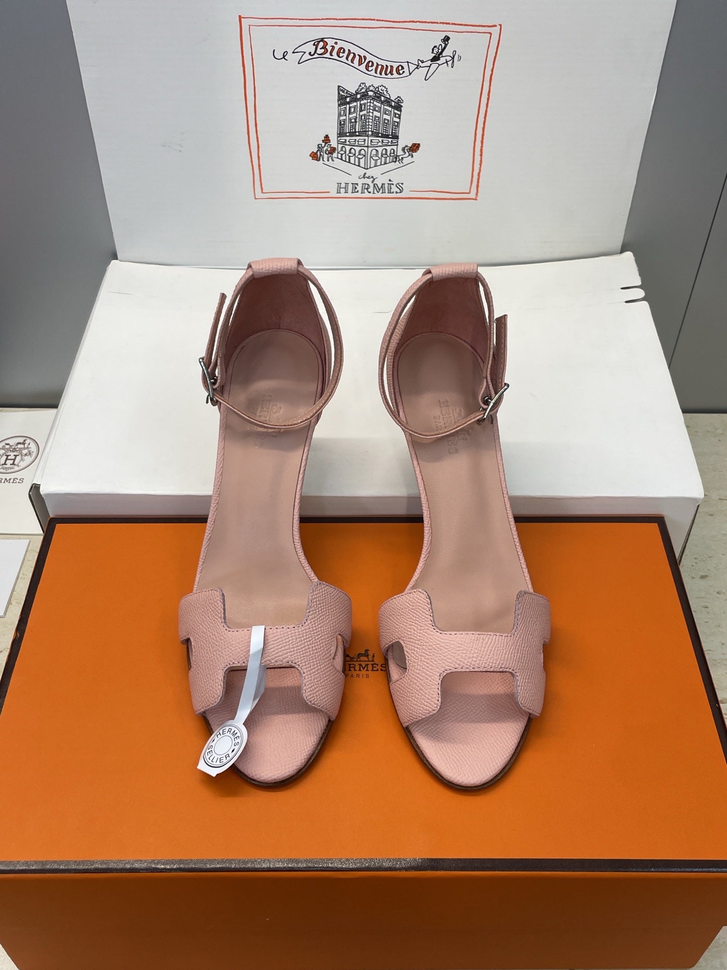 HM 26ss High Heel Sandals 70 Light Pink Cowhide 607118