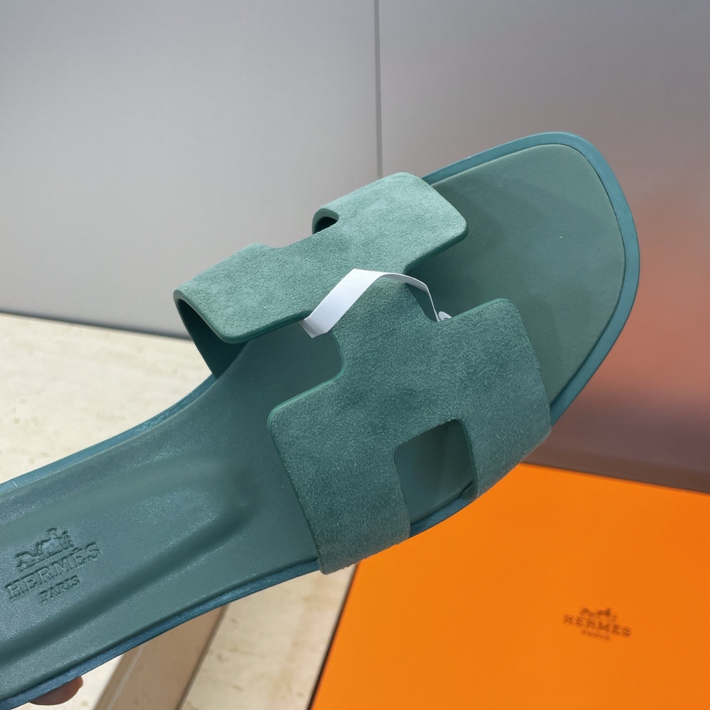 HM 26ss  Oran Sandals Moss Green Suede Cowhide 607203
