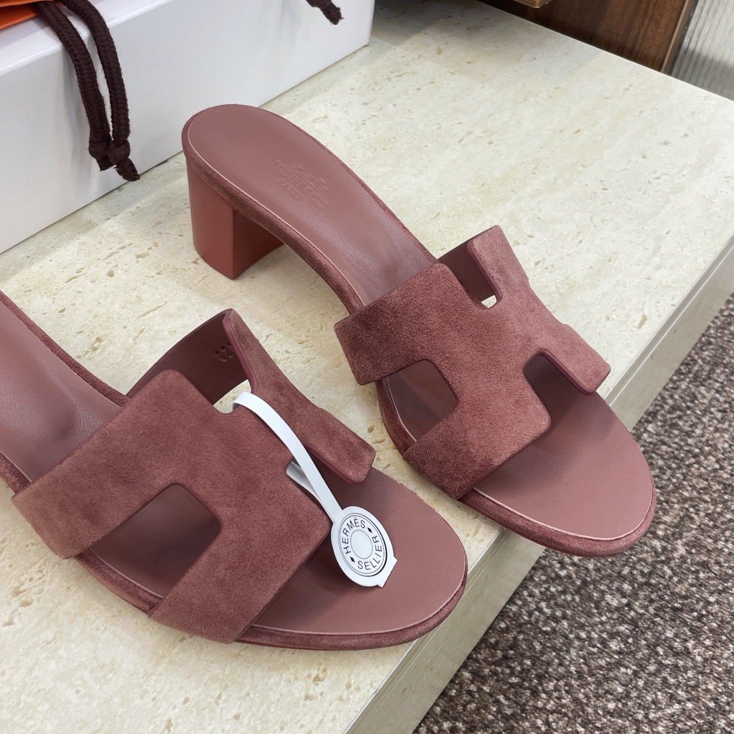HM 26ss  Oran Sandals 45 Dusty Rose Suede Cowhide 607217