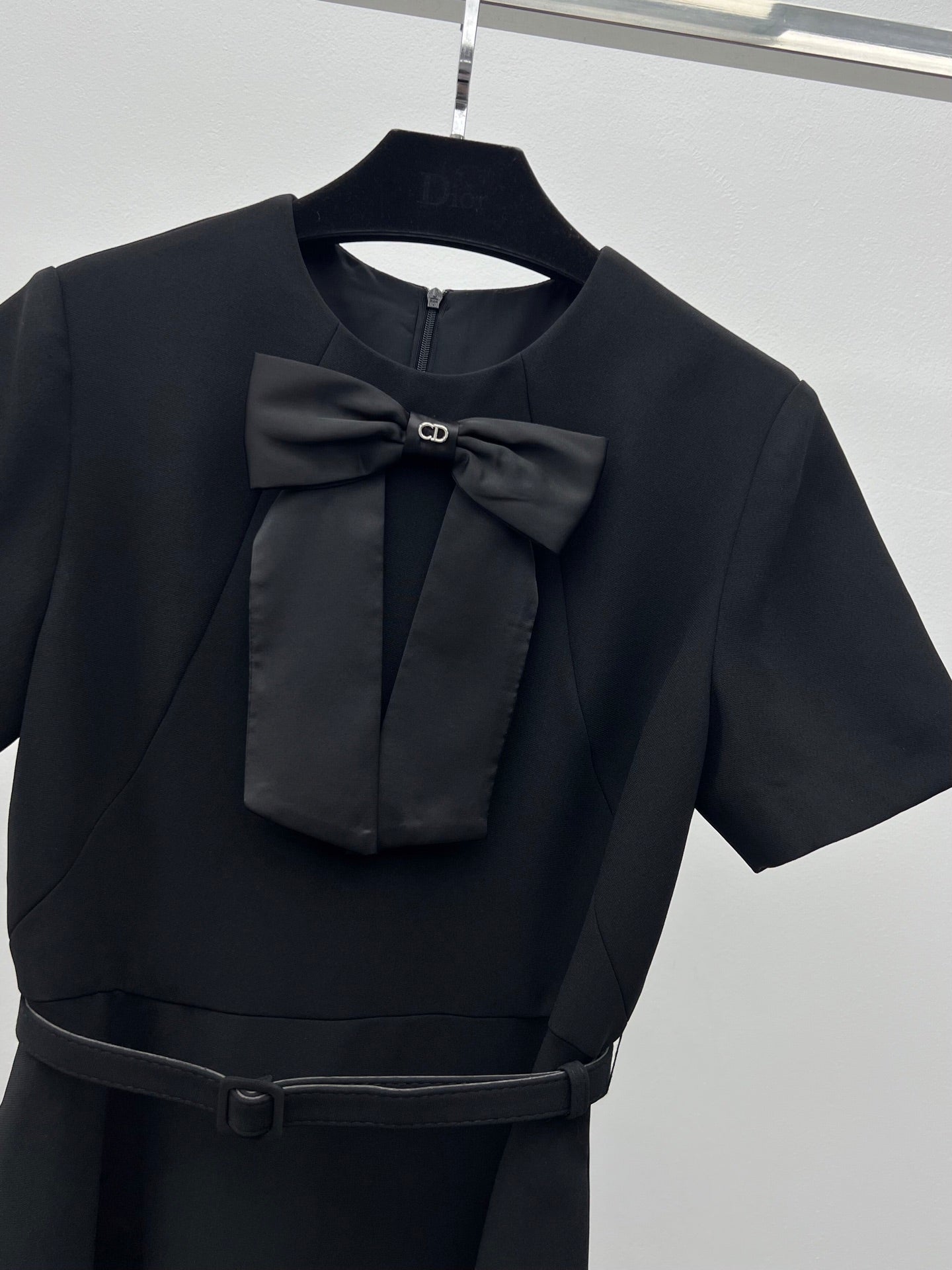Dior 2026 Bow-Embellished Belt Dress Black Polyester 445444