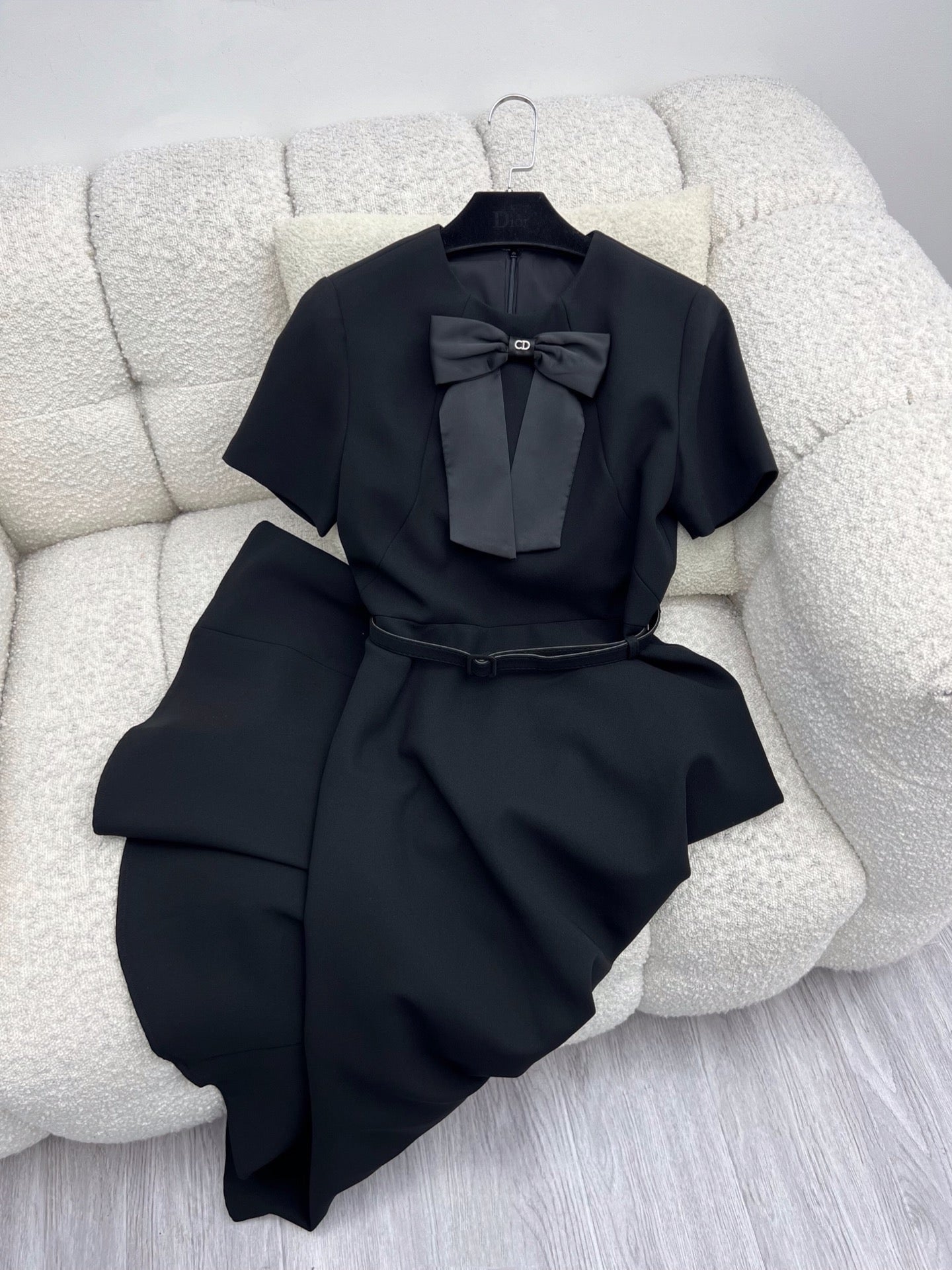 Dior 2026 Bow-Embellished Belt Dress Black Polyester 445444