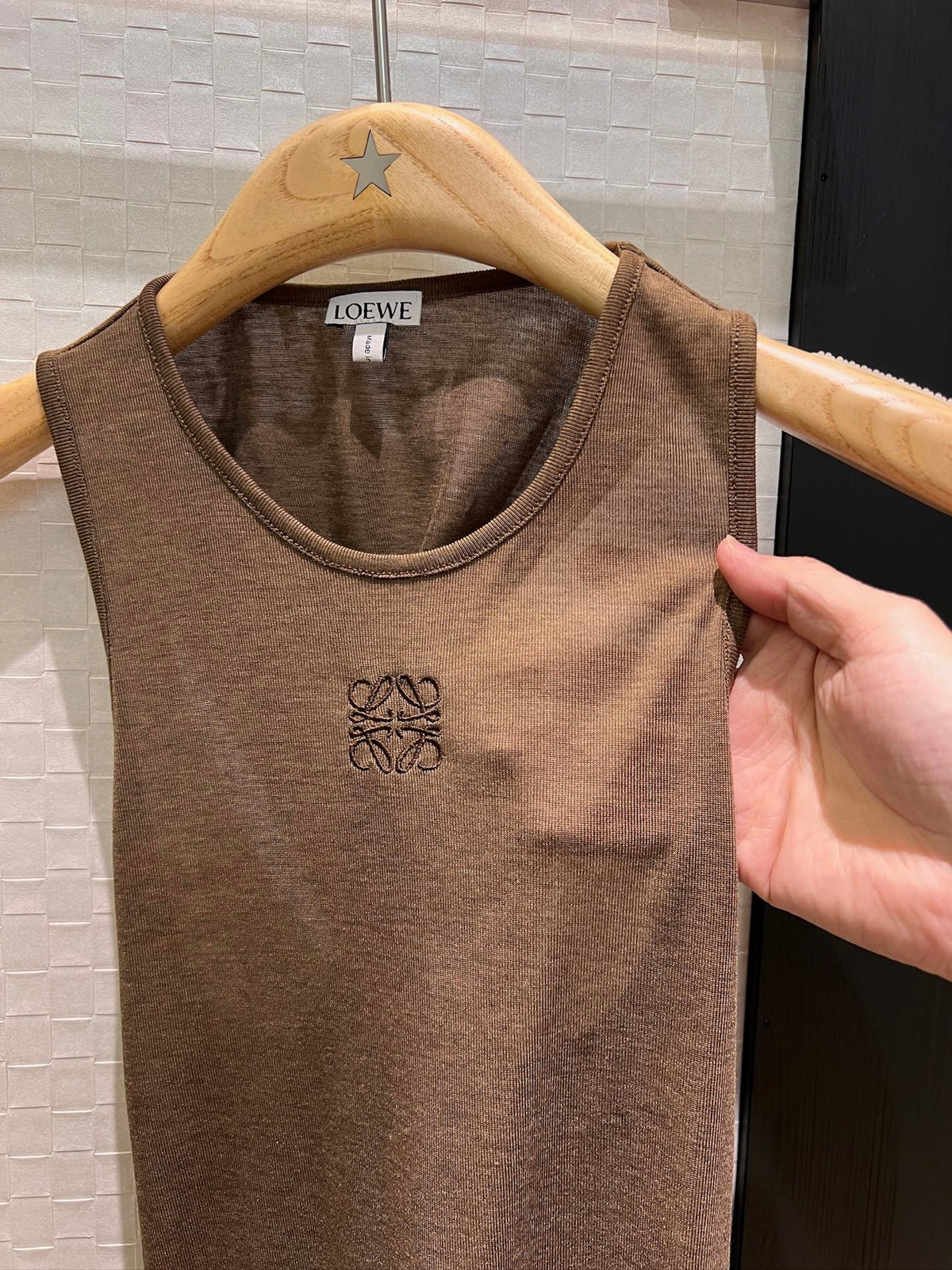 Loewe Embroidered Logo Knotted Vest Top Brown Polyester Fiber