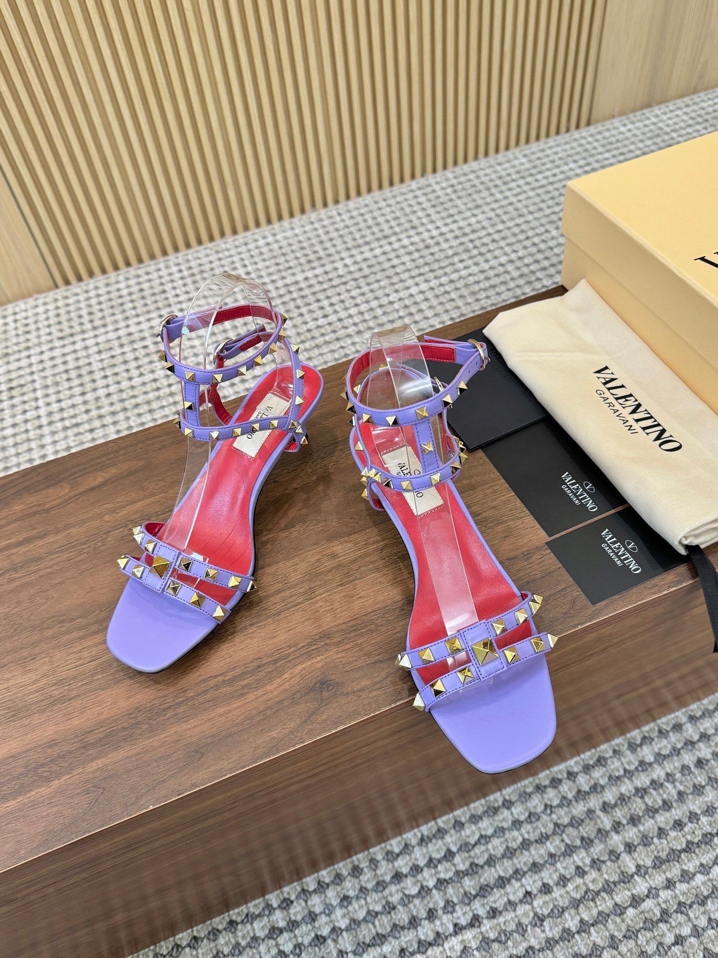 Valentino Garavani Rockstud Caged Calfskin 40mm Sandals 863342