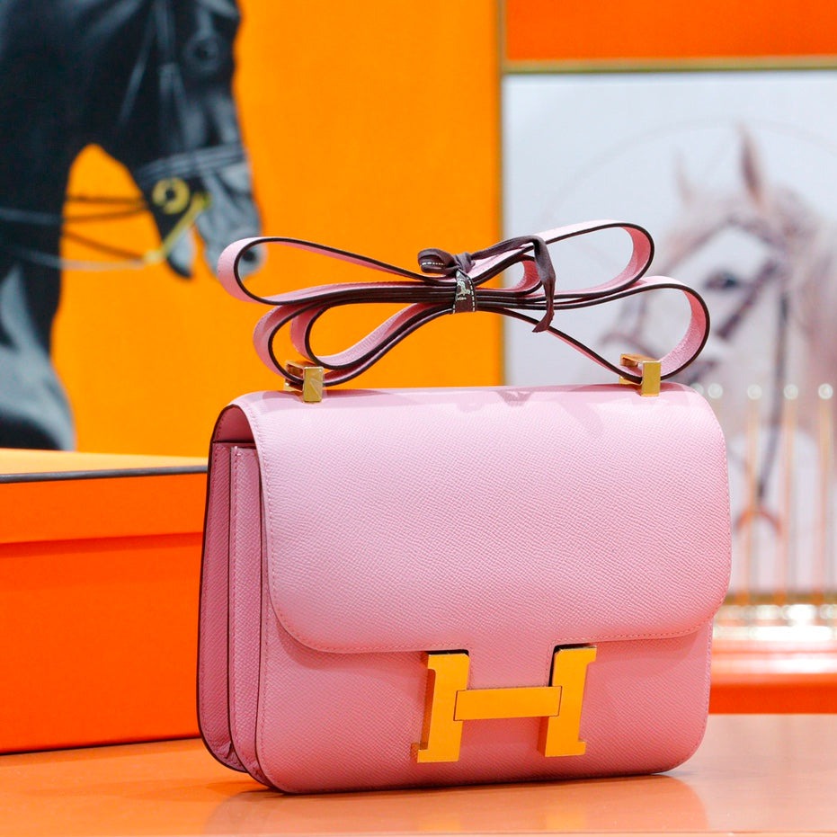 constance 24 pink epsom leather gold hardware