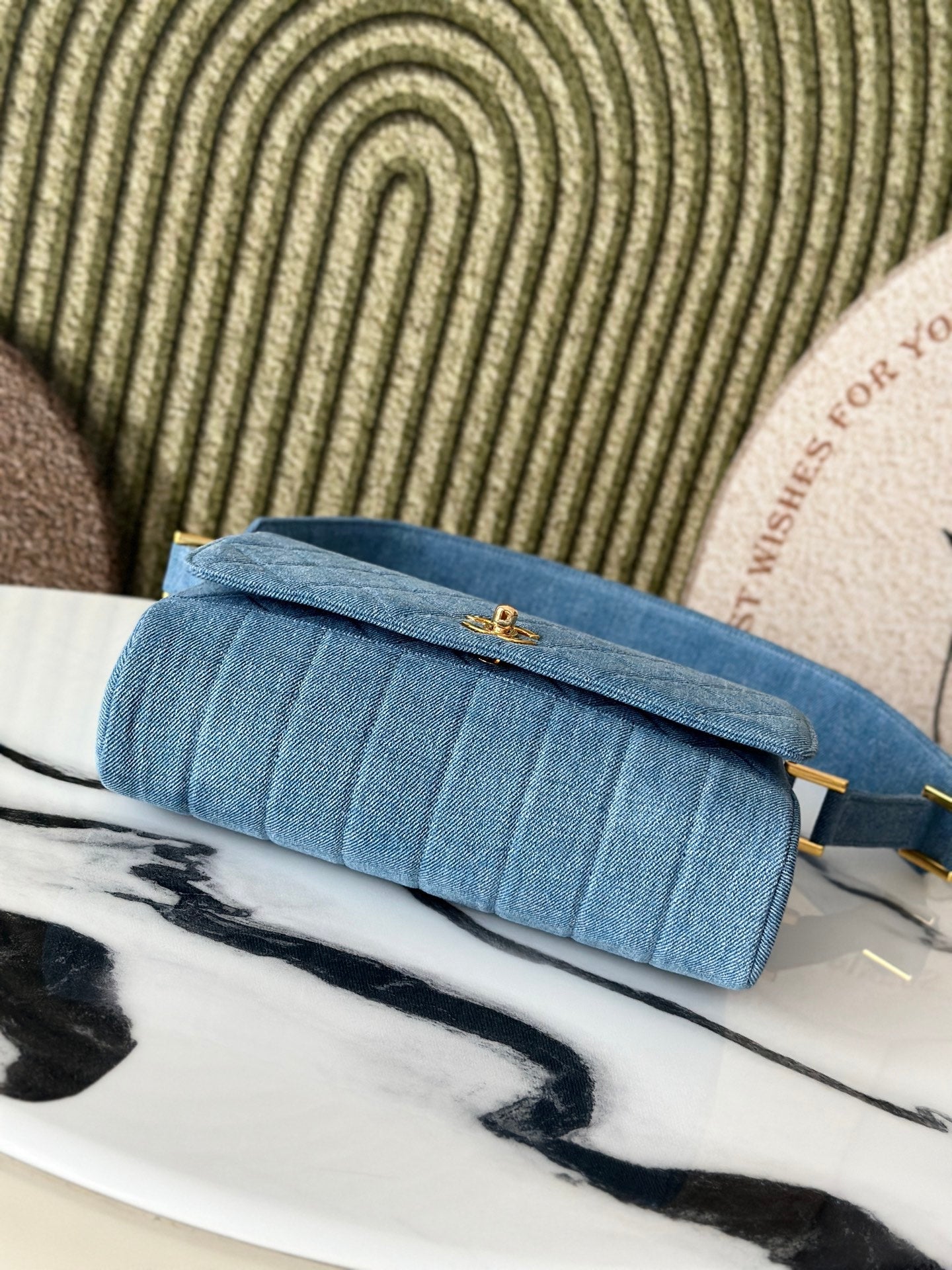 Chanel 2026 Quilted Flap Bag 25.5cm Blue Denim Leather