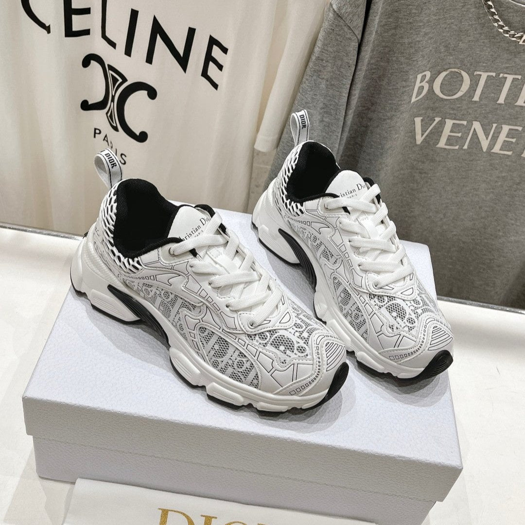 CD Vibe Sneaker White Black Polyester Mesh Fabric And Cowhide