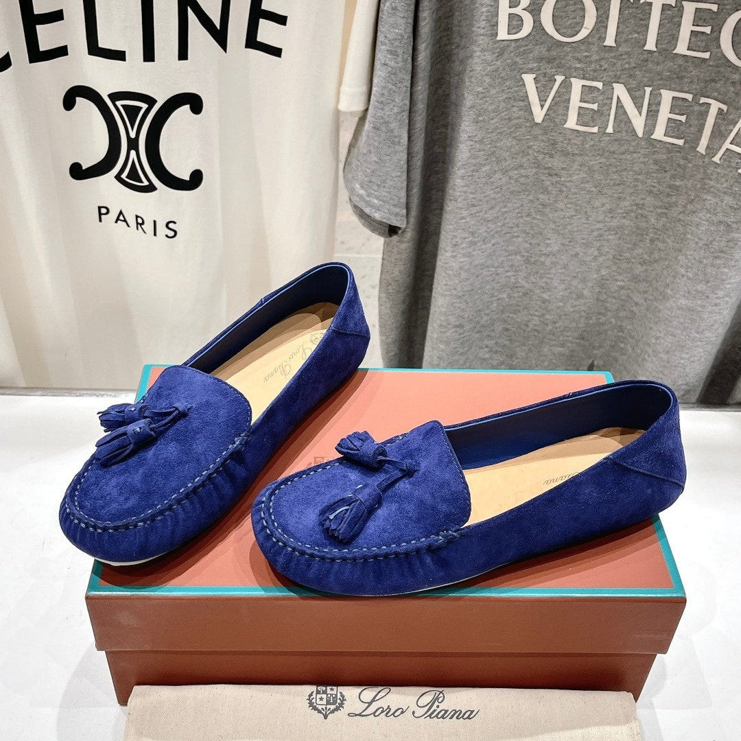 dot sole walk mocassin blue suede