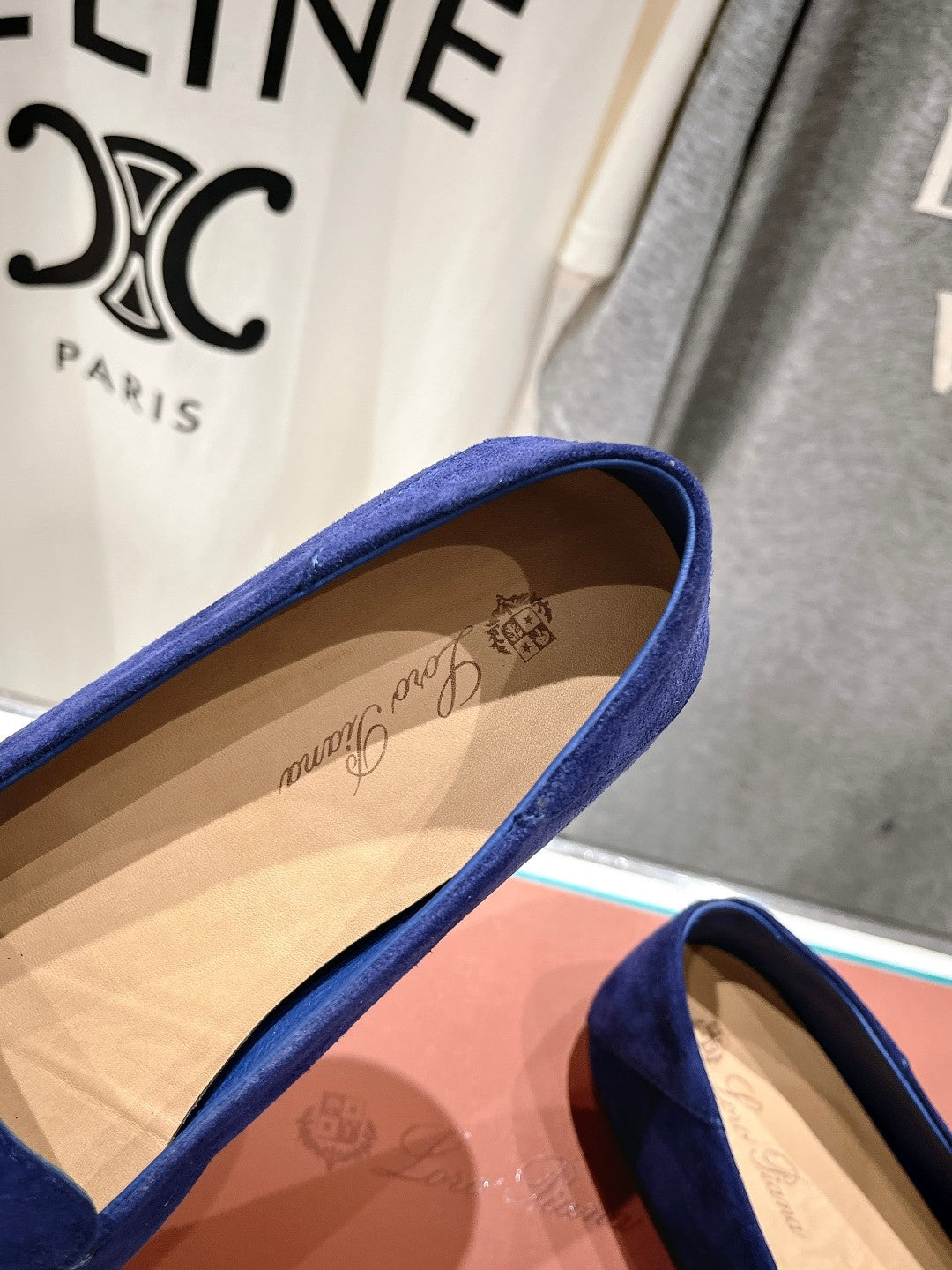 dot sole walk mocassin blue suede