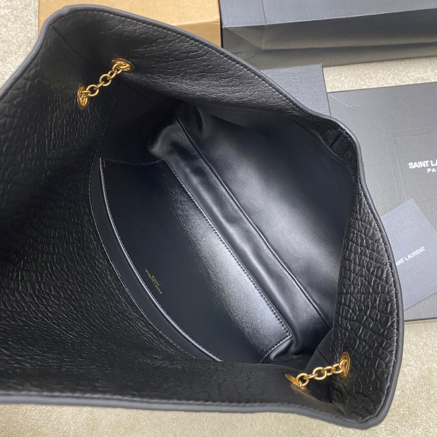 YSL 2026 Cassandre Large Pouch on Chain 35cm Calfskin