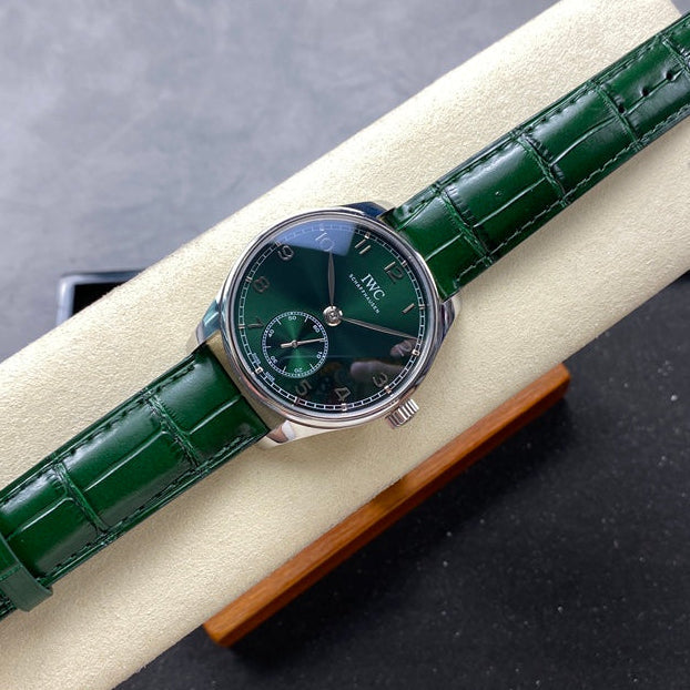 IWC Portuguese 40.4mm Green Dial Steel Case Silver Numerals