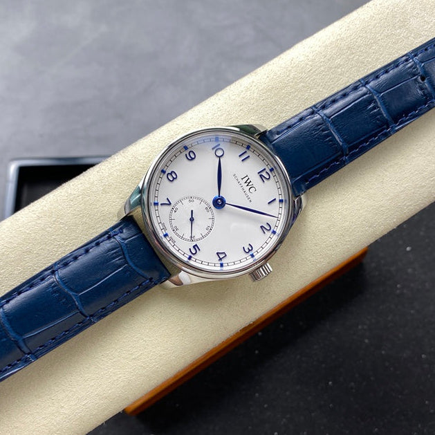IWC Portuguese 40.4mm Cream Dial Blue Numerals Leather