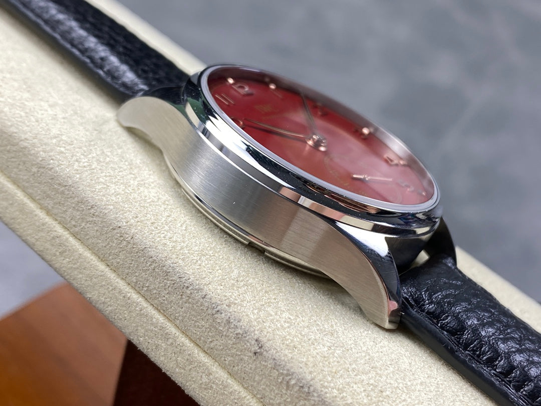 IWC Portuguese 40.4mm Red Dial Steel Case Leather Strap
