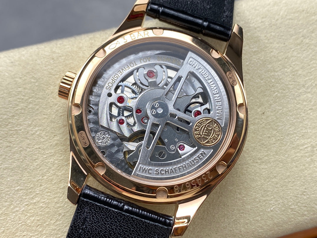 IWC Portuguese 40.4mm Black Dial Pink Gold Case Leather