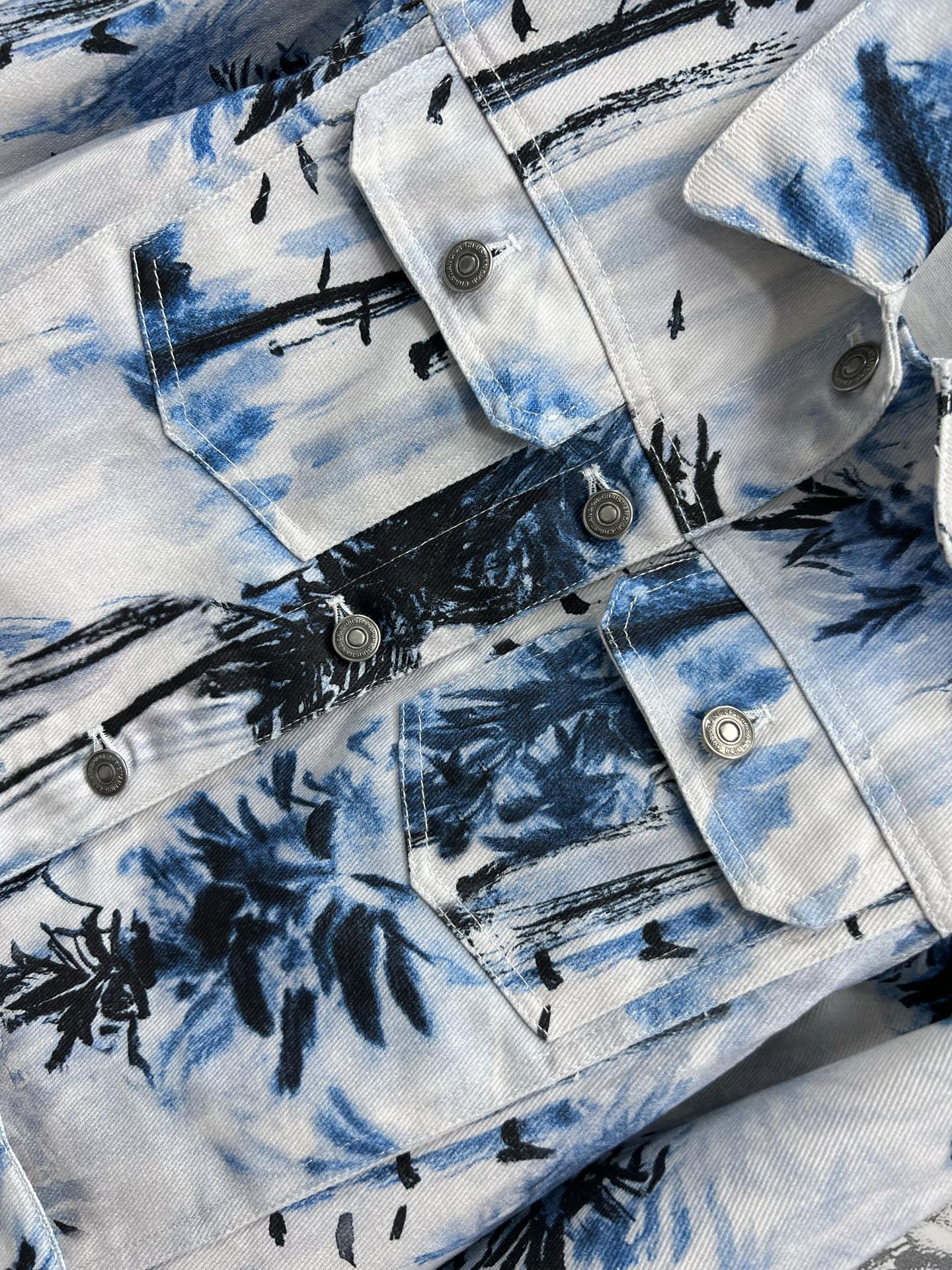 CD 25 Denim Jacket White Blue Black Cotton