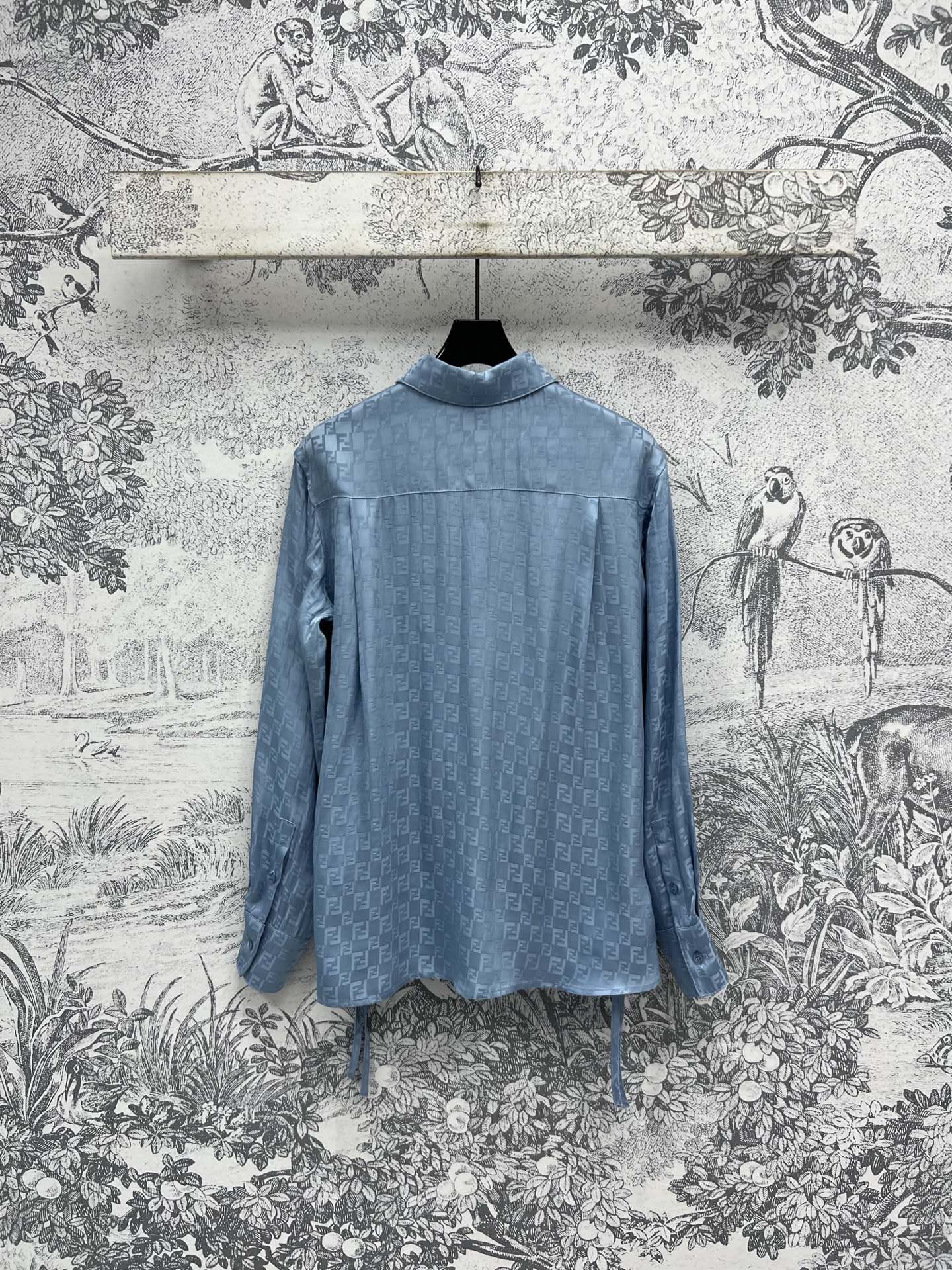 Fendi 25 Double F Shirt Blue Viscose Polyester