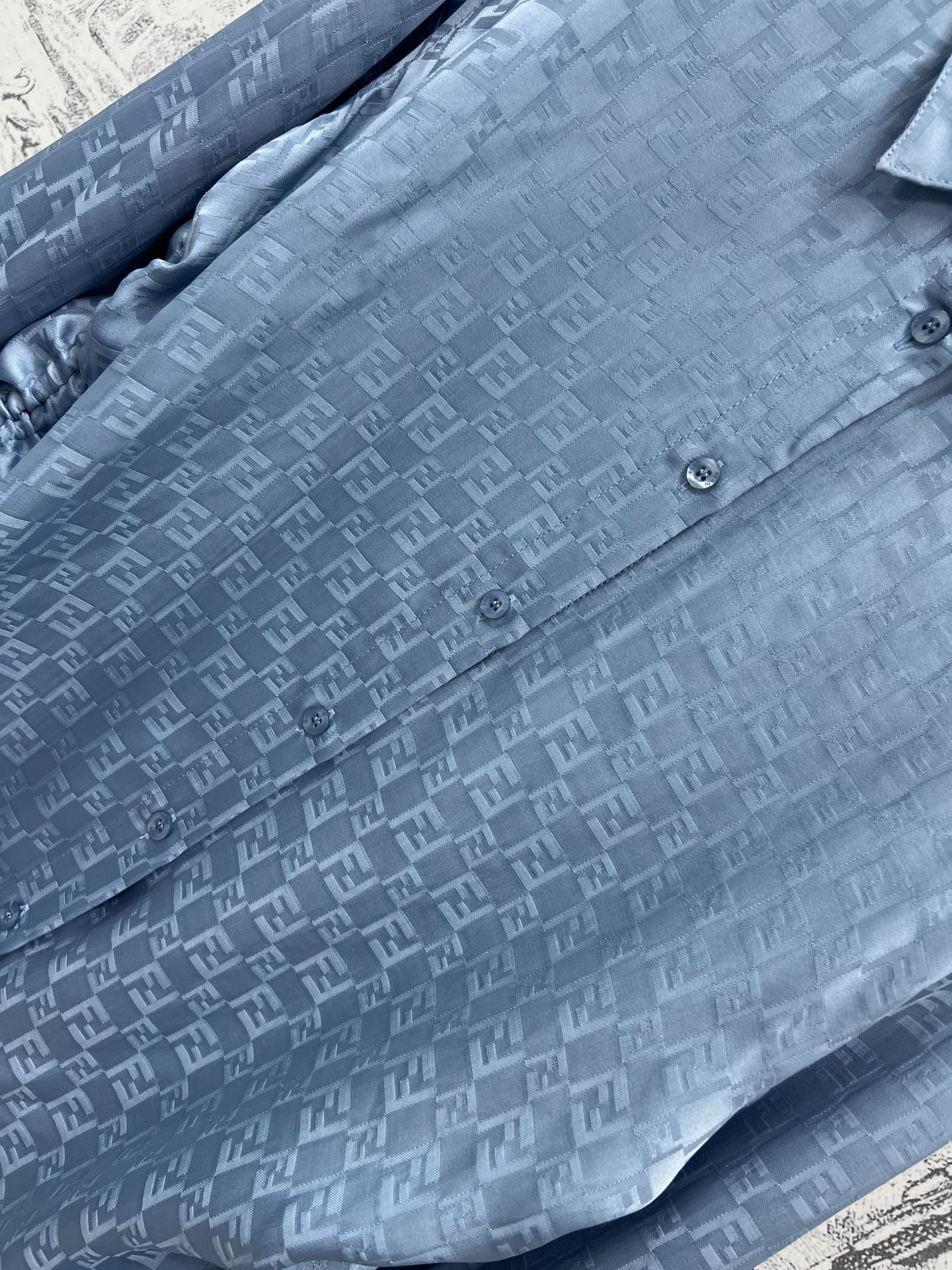 Fendi 25 Double F Shirt Blue Viscose Polyester