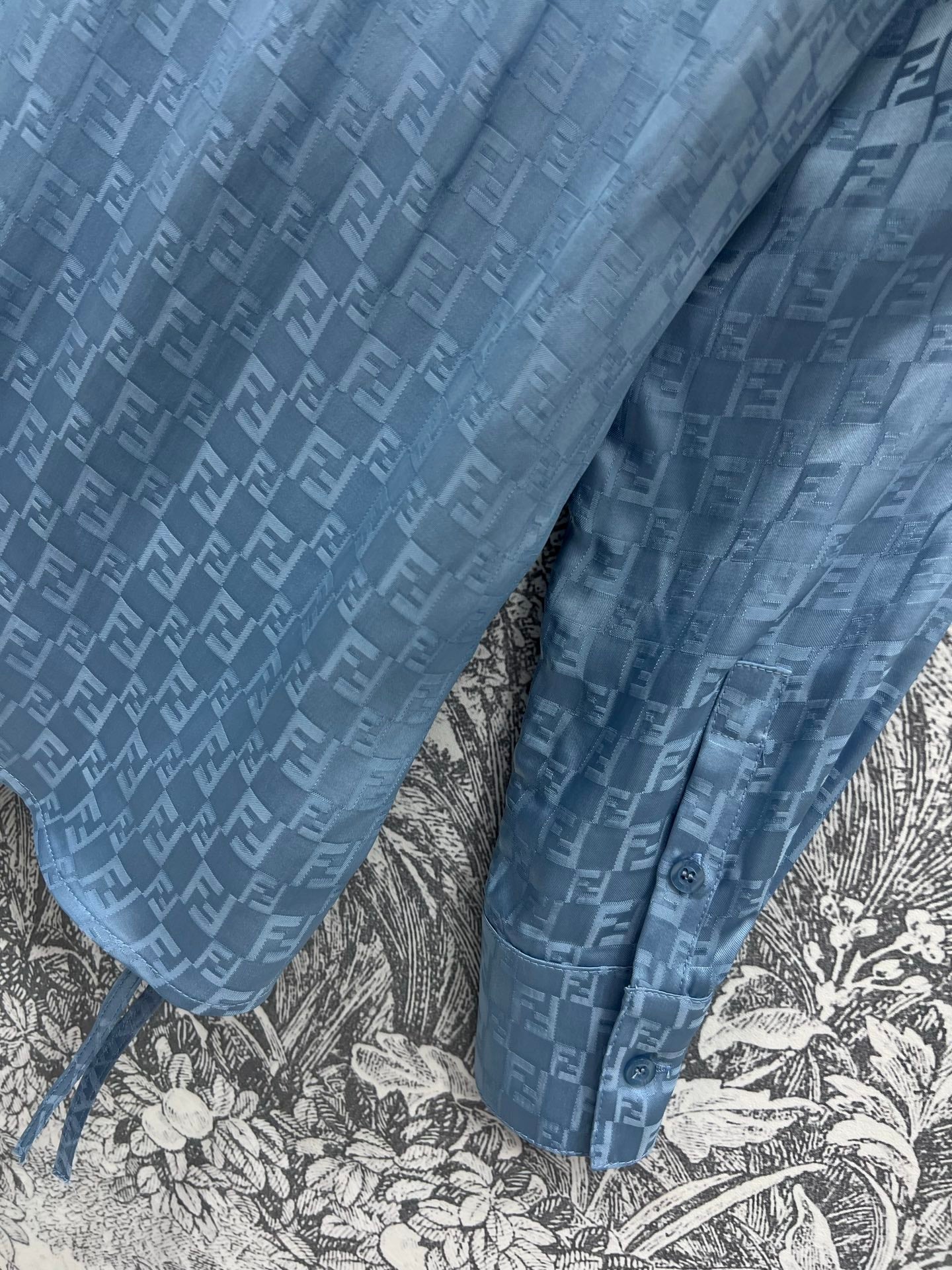 Fendi 25 Double F Shirt Blue Viscose Polyester