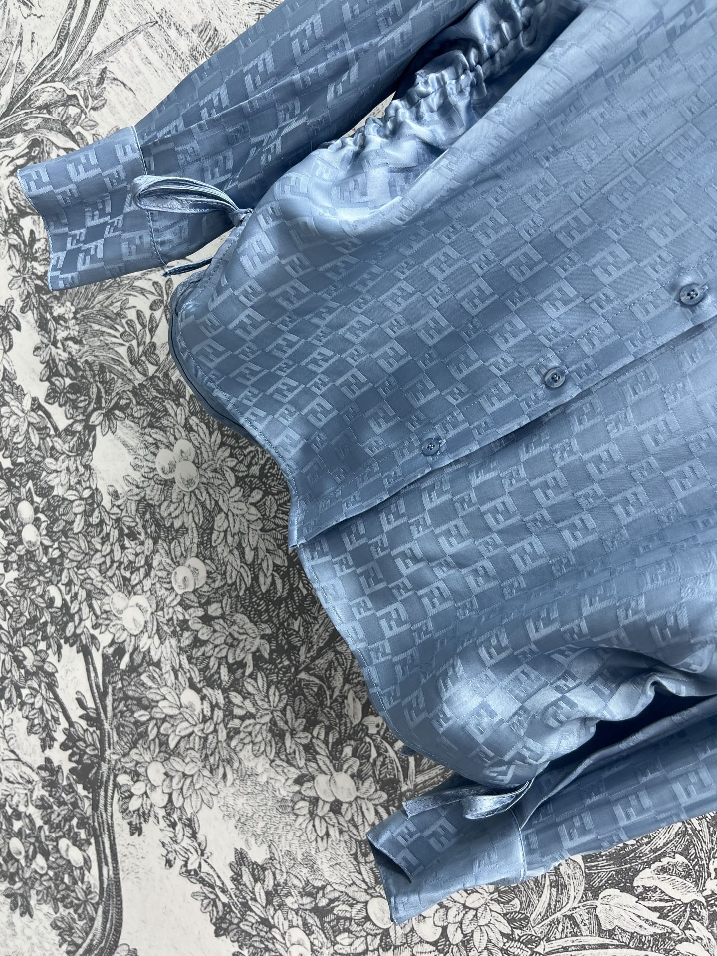 Fendi 25 Double F Shirt Blue Viscose Polyester
