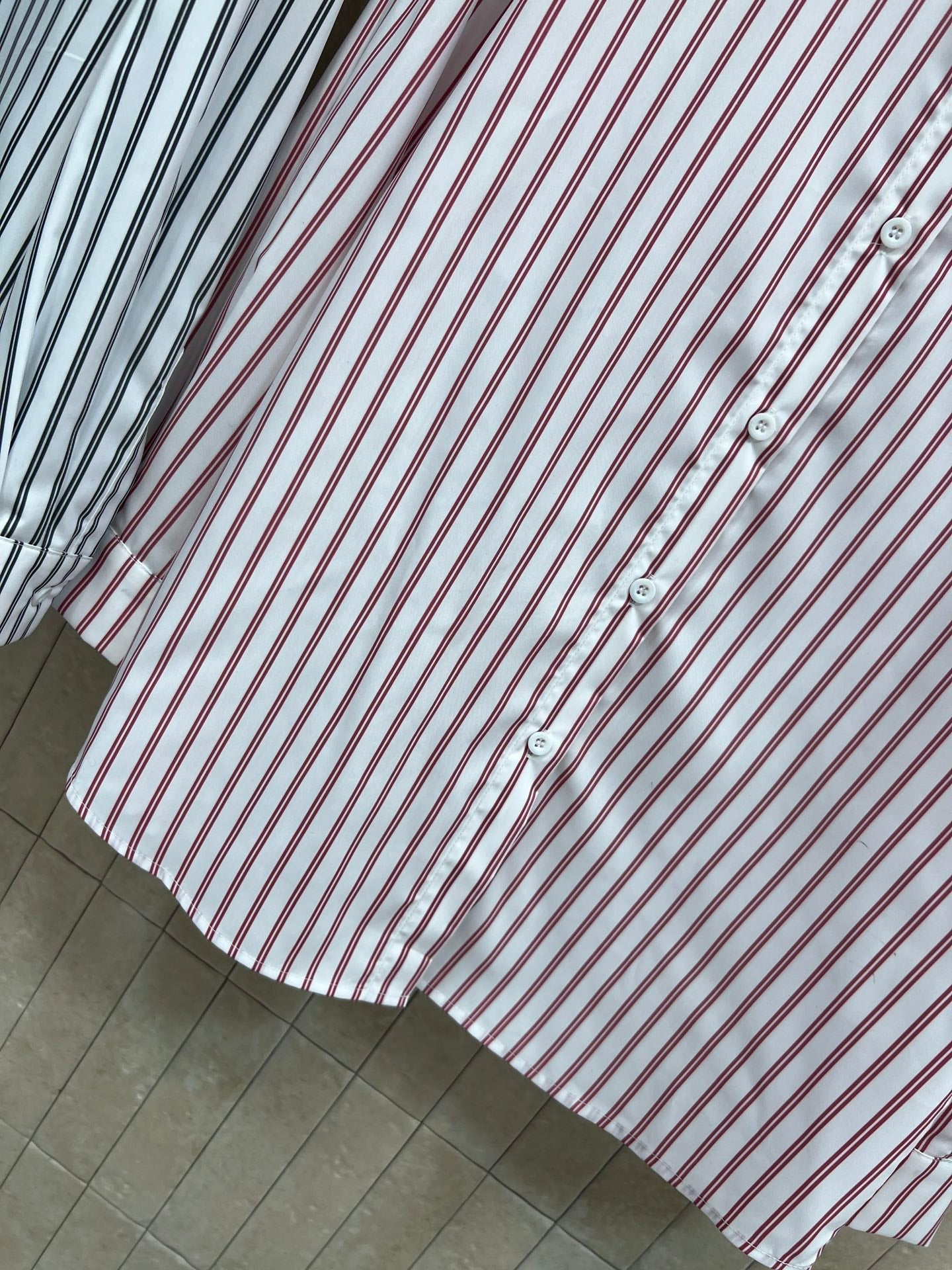 Chanel 2026 Logo Embroidered Striped Shirt Pink and Black Cotton 355062